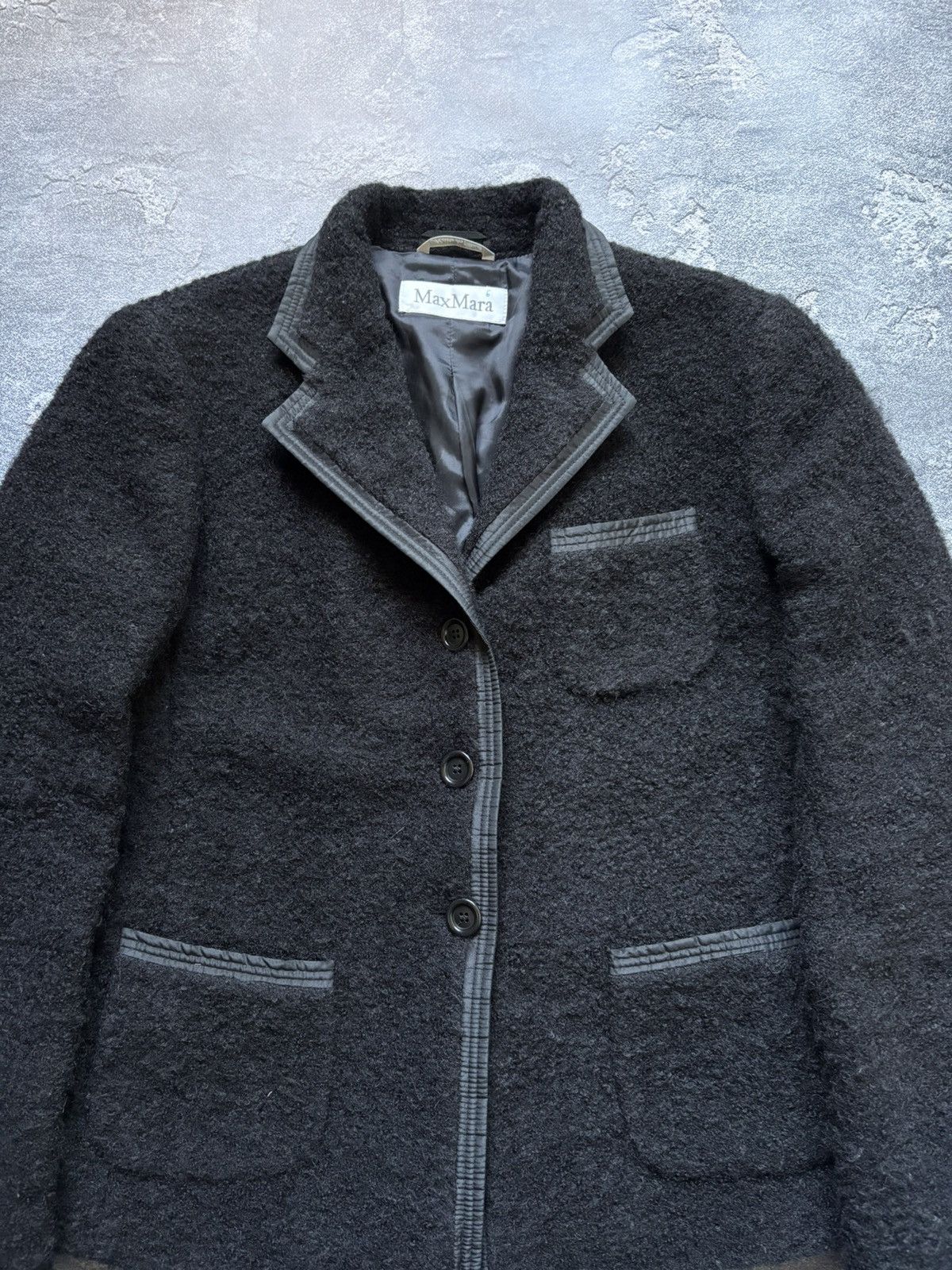 Max Mara Vintage Max Mara Luxury Mohair Black Blazer Jacket Size L / US 10 / IT 46 - 4 Thumbnail