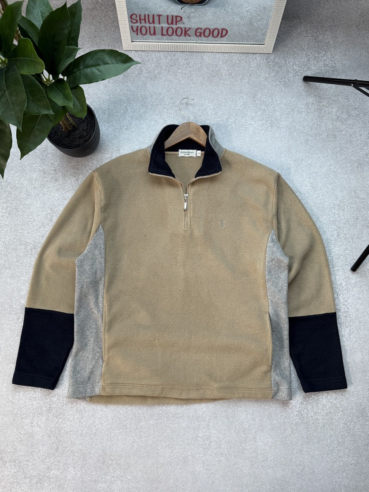Yves Saint Laurent Yves Saint Laurent Fleece 1/4 Zip Men Distressed Sweatshirt Size US XL / EU 56 / 4 - 2 Thumbnail