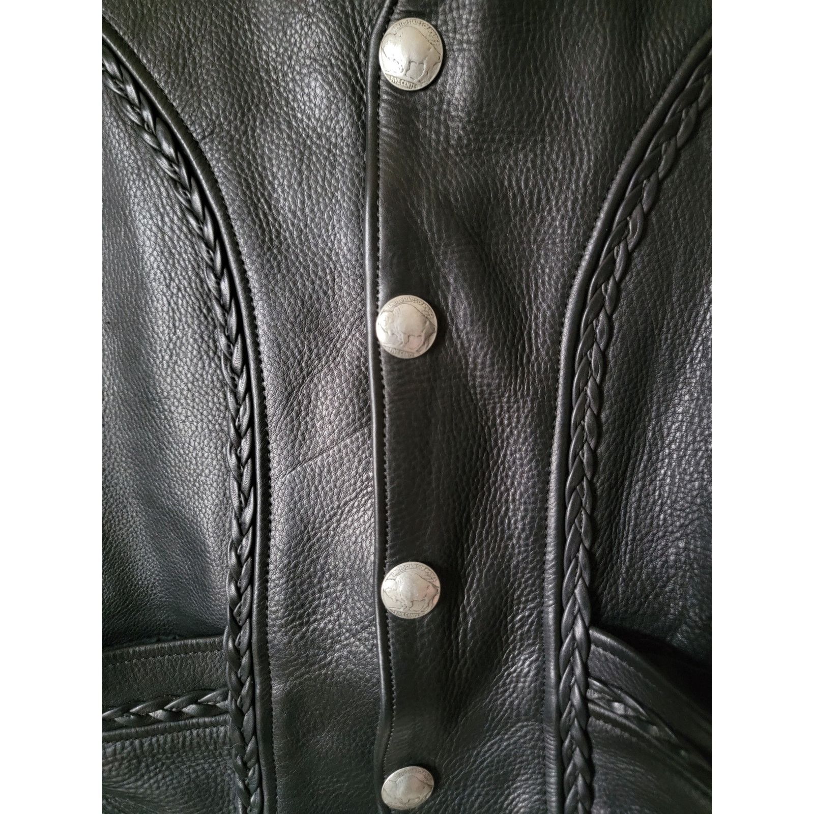 Other Skin-Tan Genuine Leather Men's Biker Vest Snap Closure Size US M / EU 48-50 / 2 - 2 Thumbnail