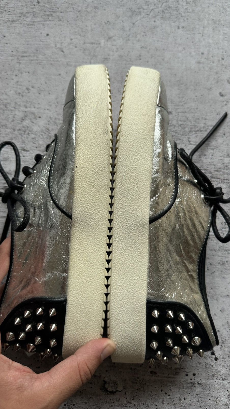 Giuseppe Zanotti Women's Giuseppe Zanotti Silver Leather Trainers Size US 9 / IT 39 - 9 Thumbnail