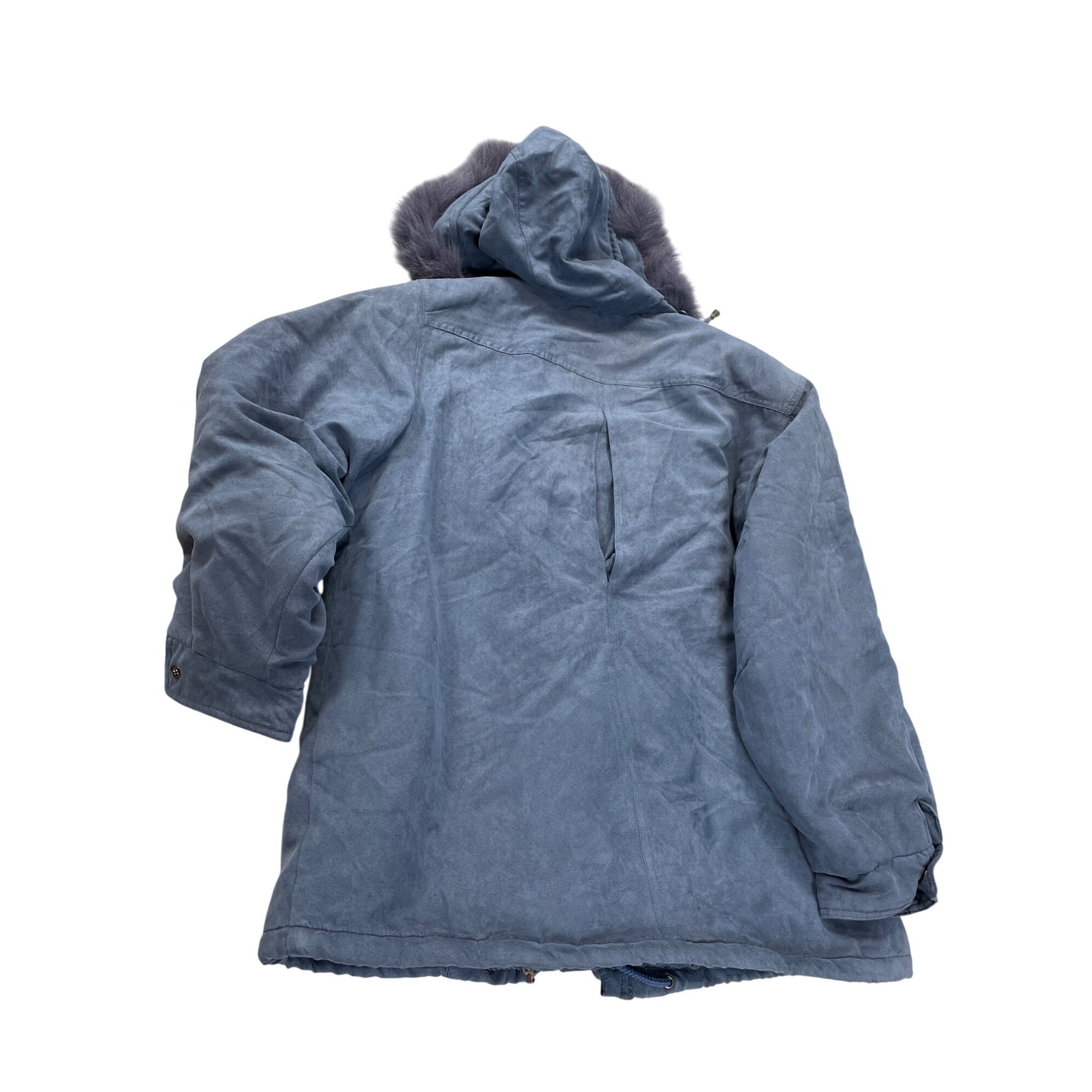 Giorgio Armani Vintage Giorgio Armani Womens blue Faux Fur Hood Parka coat Size XXS / US 00 / IT 34 - 9 Thumbnail