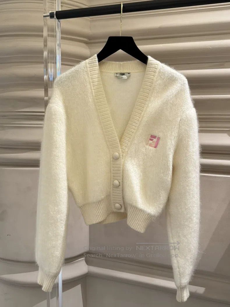 Fendi White Mohair Cardigan