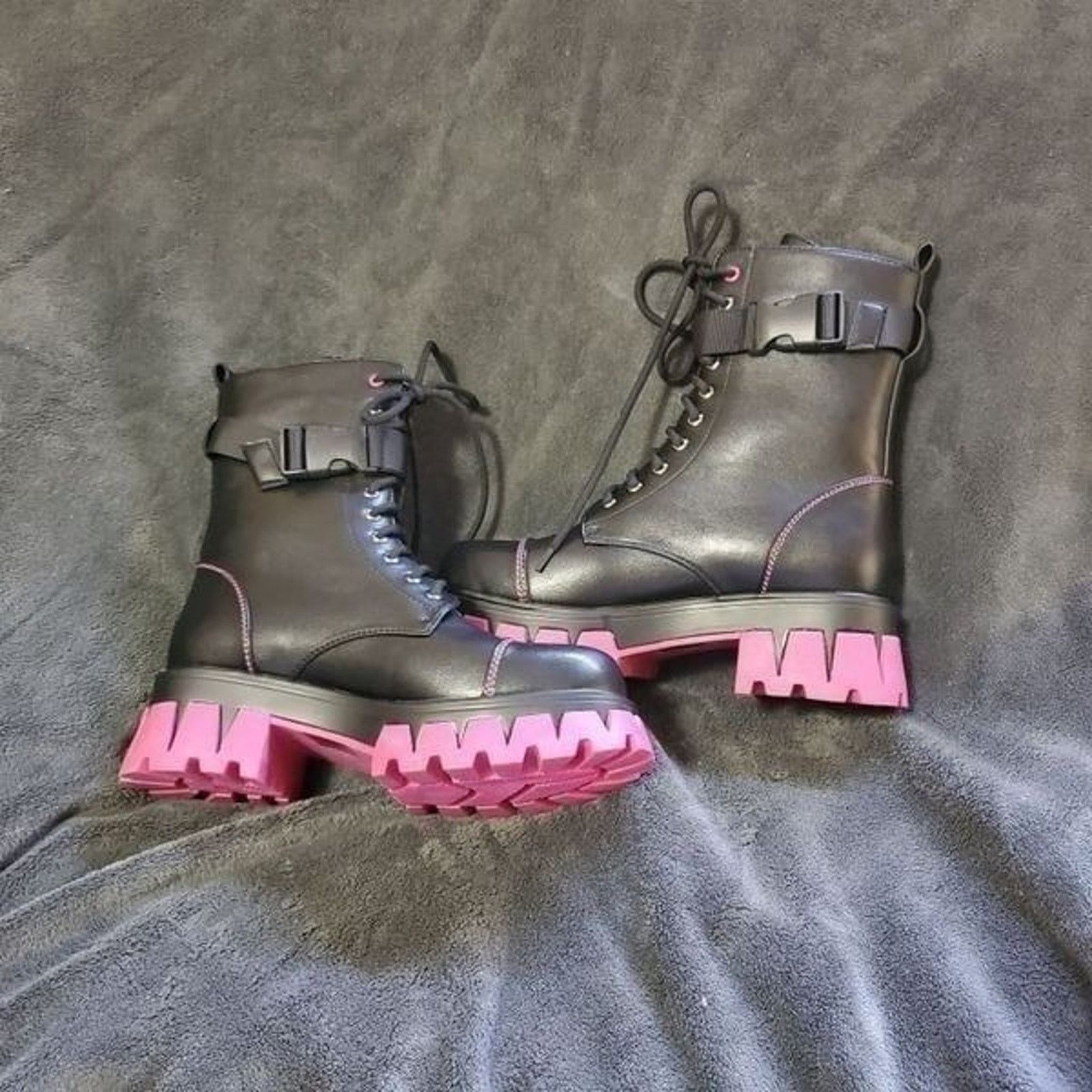 Other Koi Footwear Goth Emo Rave Black Purple Combat Boots Size 7 Size US 7 / IT 37 - 2 Thumbnail