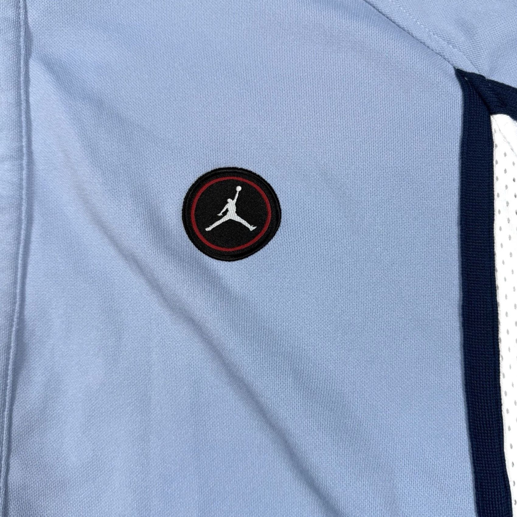 Nike VINTAGE Nike Jordan Jumpman Jacket Powder Blue Button Basketball Warm Up Mens XL Blue Track Jacket Size US XL / EU 56 / 4 - 3 Thumbnail
