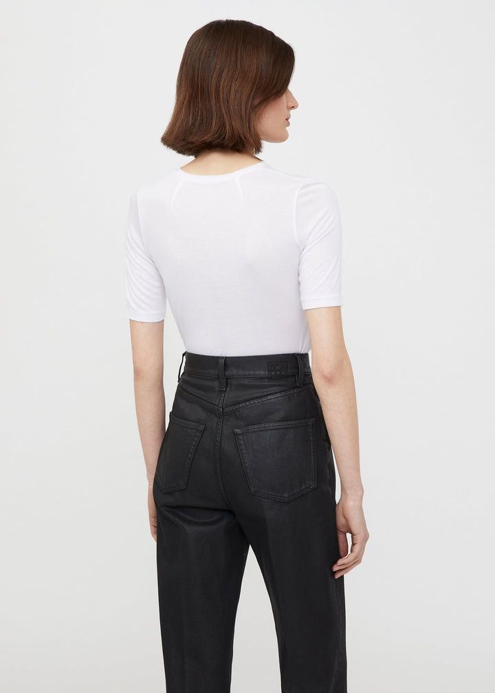 Toteme o1mle0525 Thin Cashmere Modal T-Shirt in Off-White Size L / US 10 / IT 46 - 4 Thumbnail