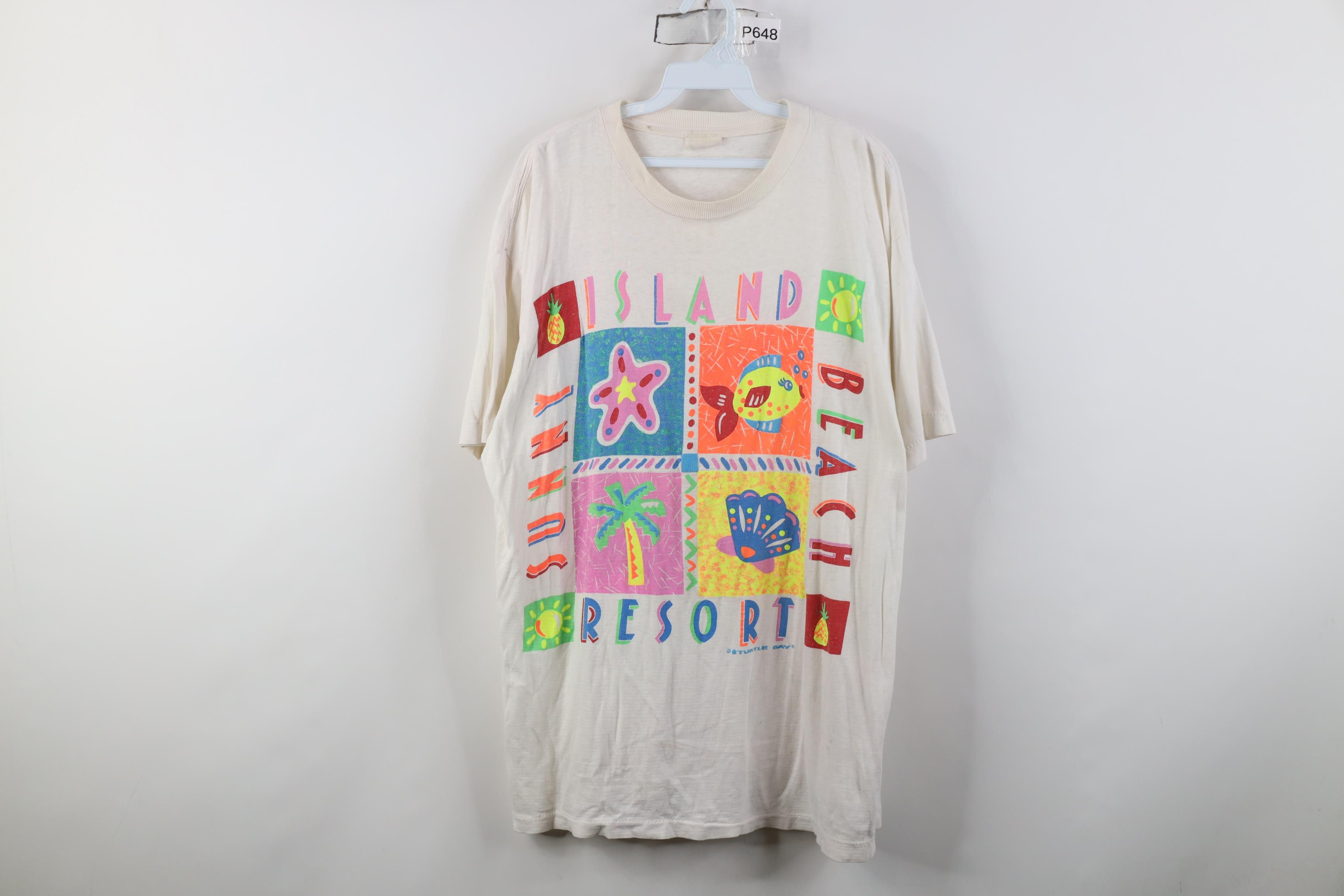 Vintage Vintage 90s Streetwear Baggy Fit Beach Island T-Shirt Size L / US 10 / IT 46 - 1 Thumbnail