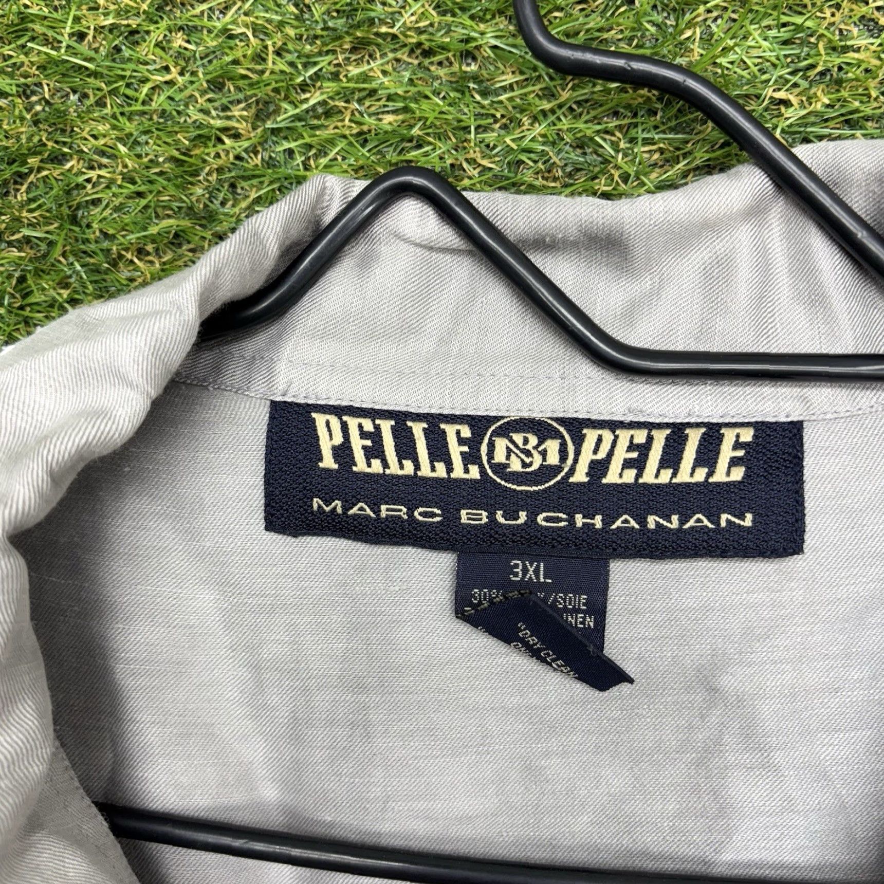 Pelle Pelle VINTAGE Pelle Pelle Shirt Shorts Mens 42 Grey Linen Silk Button Up 42 Grey 90s Mens Size US XL / EU 56 / 4 - 4 Thumbnail