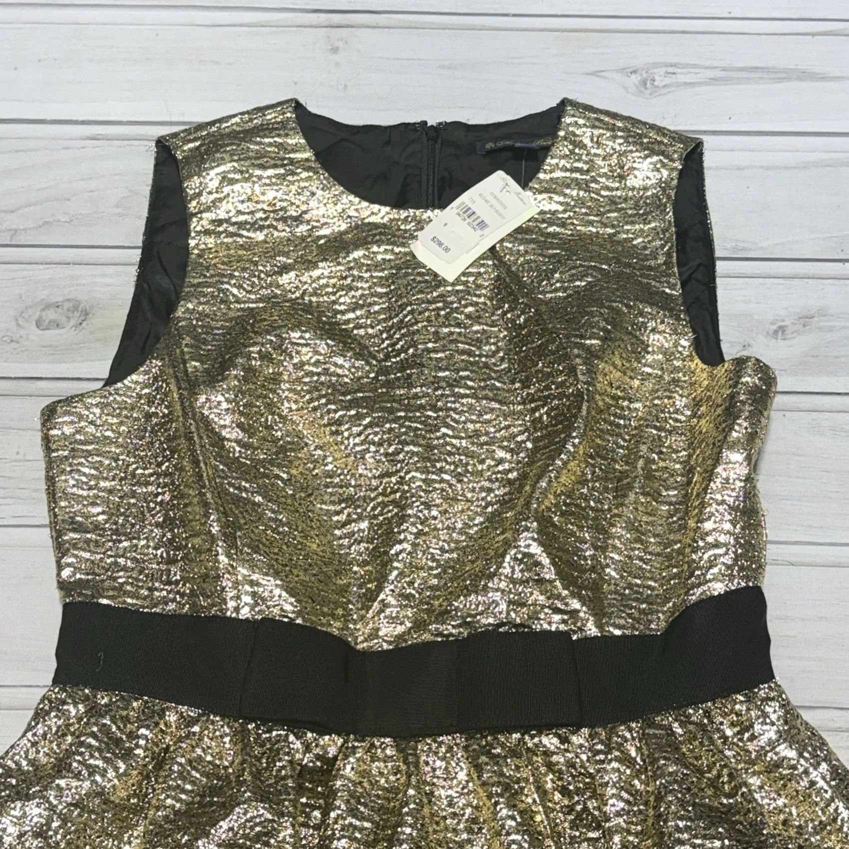 Brooks Brothers Brooks Brothers Dress 8 A-Line Sleeveless Party Cocktail NWT Gold Jacquard Knee Length Women Dress Size M / US 6-8 / IT 42-44 - 5 Thumbnail
