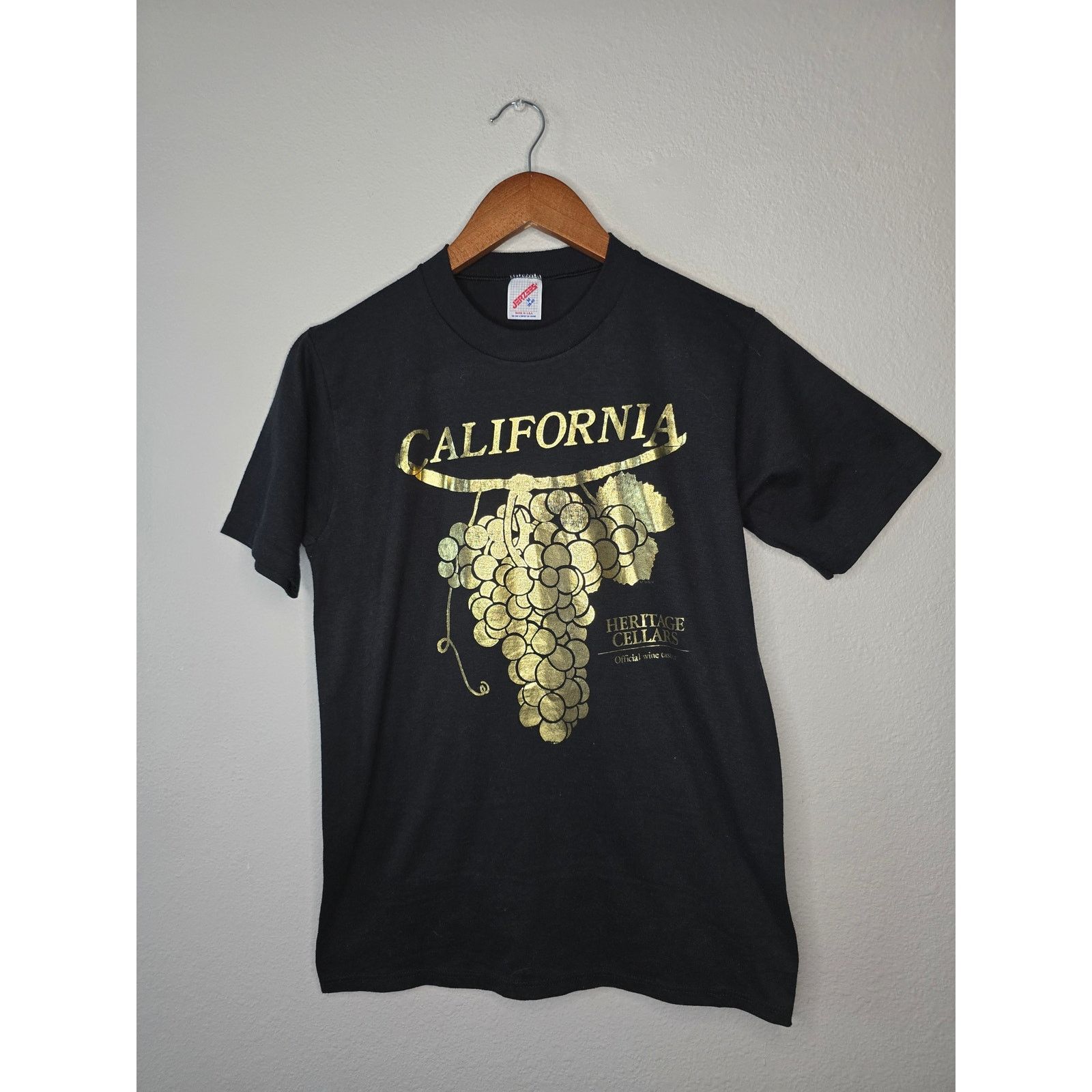 Jerzees × Vintage Vintage Wine Shirt California Heritage Cellars M Black Tee Size US M / EU 48-50 / 2 - 1 Thumbnail