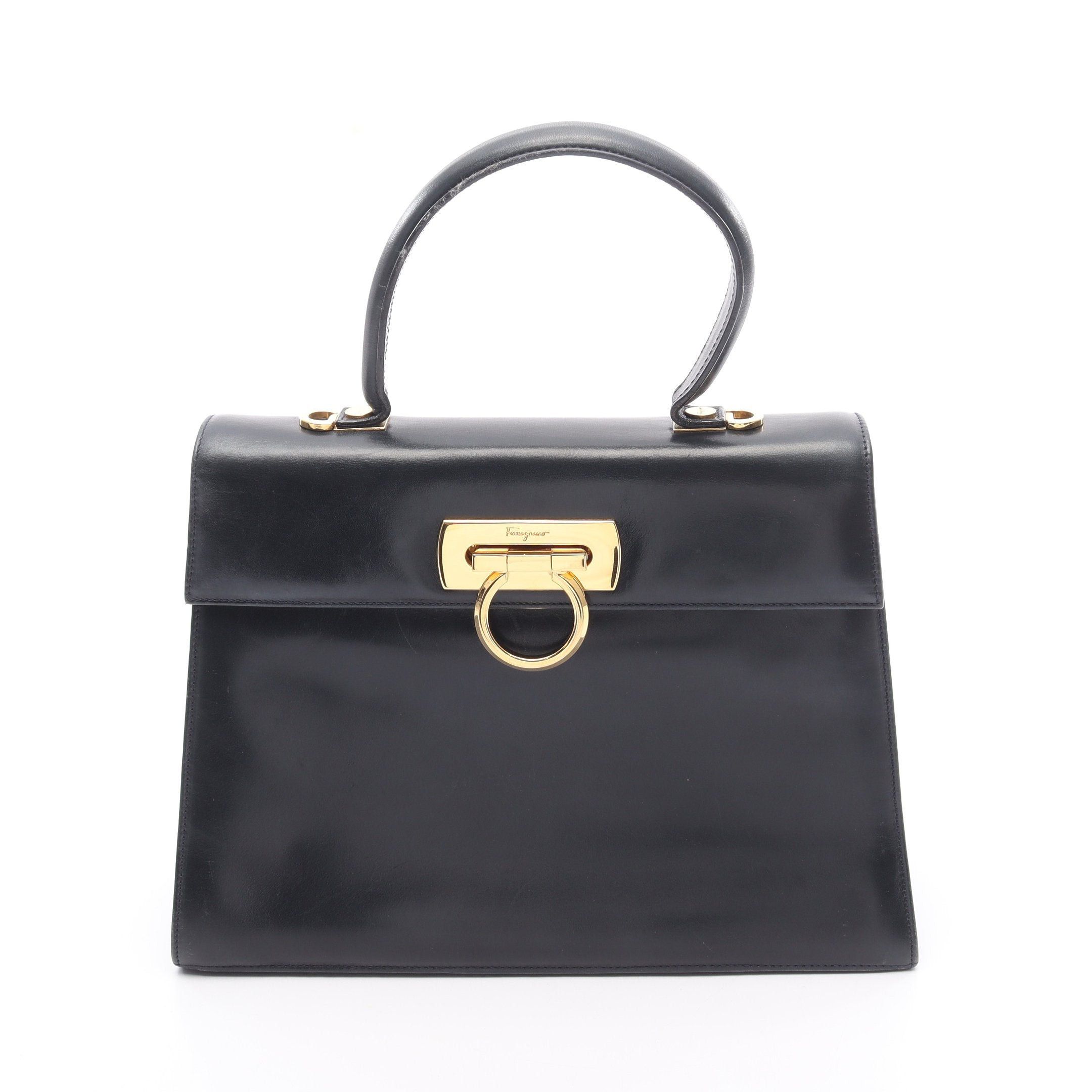 Salvatore Ferragamo Salvatore Ferragamo Gancini Handbag Leather Dark Navy Size ONE SIZE - 1 Thumbnail