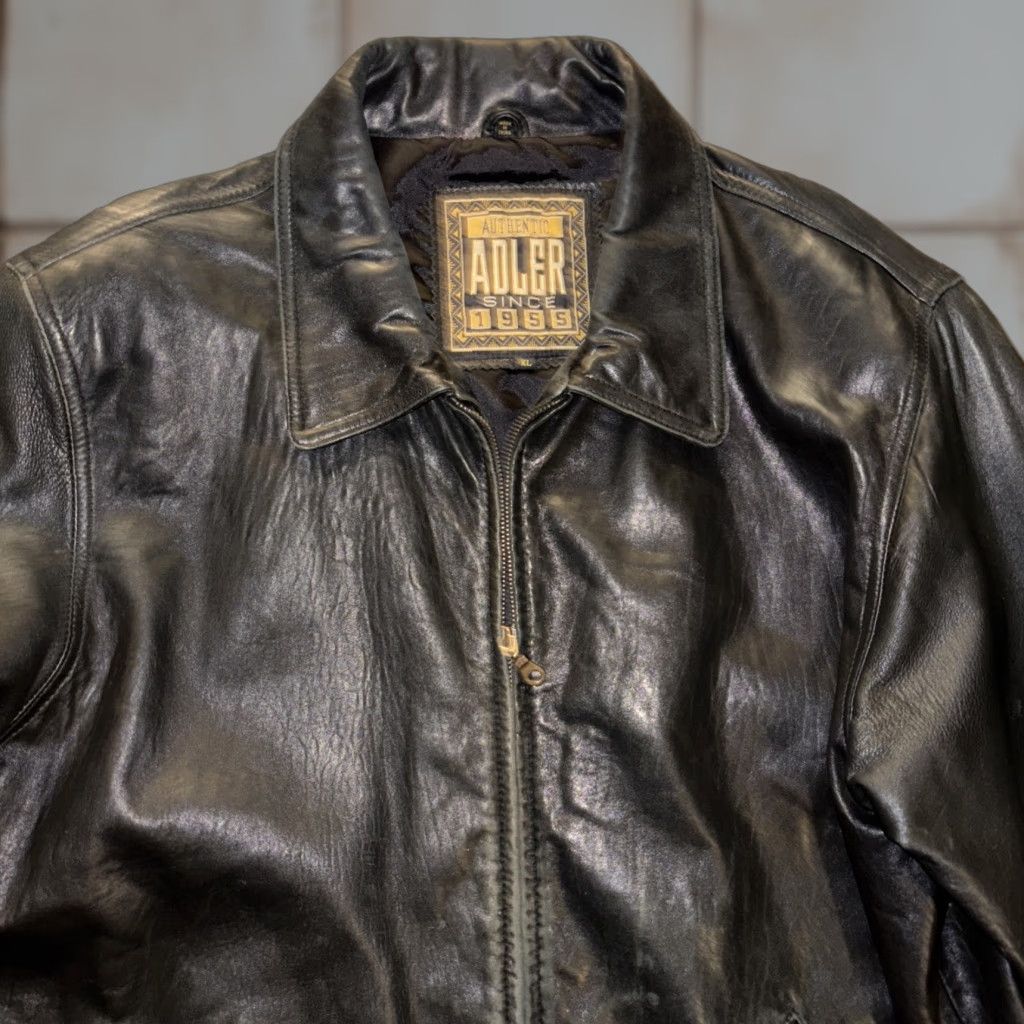 VINTAGE Adler Leather Jacket Size XL Dark Brown Chocolate Bomber Distressed Vintage