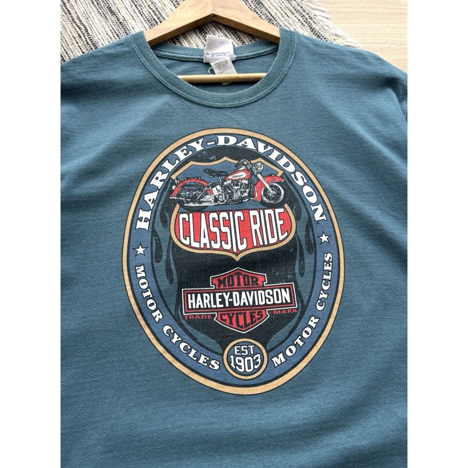 Harley Davidson VINTAGE Harley-Davidson T-Shirt Men M Blue 3d Emblem Logo 80s 90s Biker Streetwear Shirt Mens Size US M / EU 48-50 / 2 - 5 Thumbnail