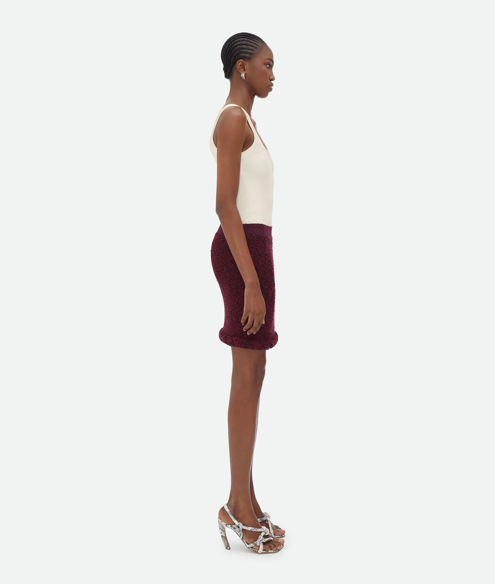 Bottega Veneta o1n1vont1224 Towelling Viscose Mini Skirt in Burgundy Size 25" / US 0 / IT 36 - 2 Thumbnail