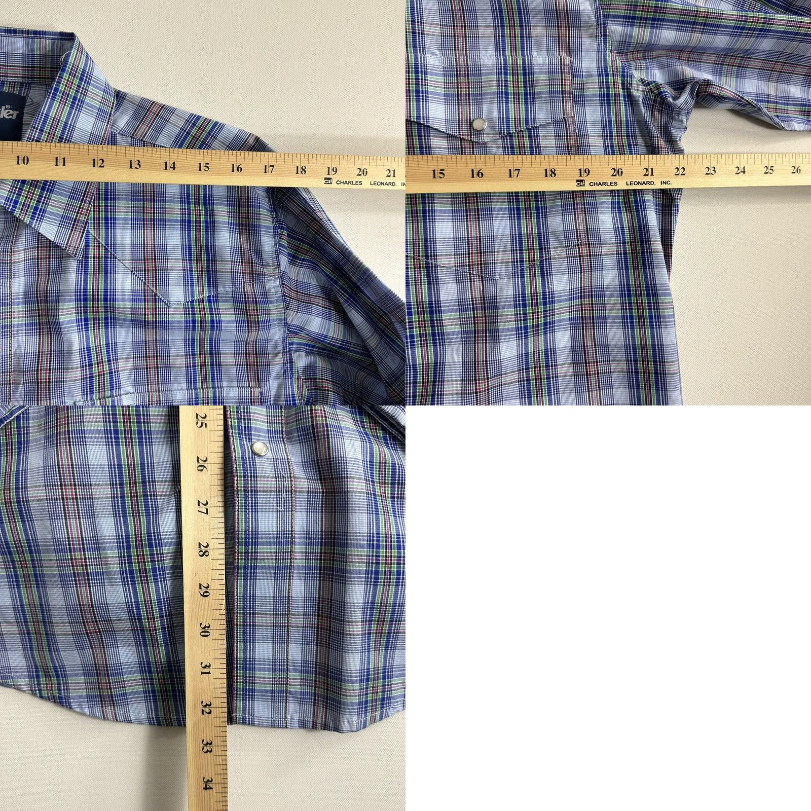 Wrangler VINTAGE Wrangler Western Brushpopper Button Up Shirt Pearl Snap Rodeo Mens Large Size US L / EU 52-54 / 3 - 8 Thumbnail