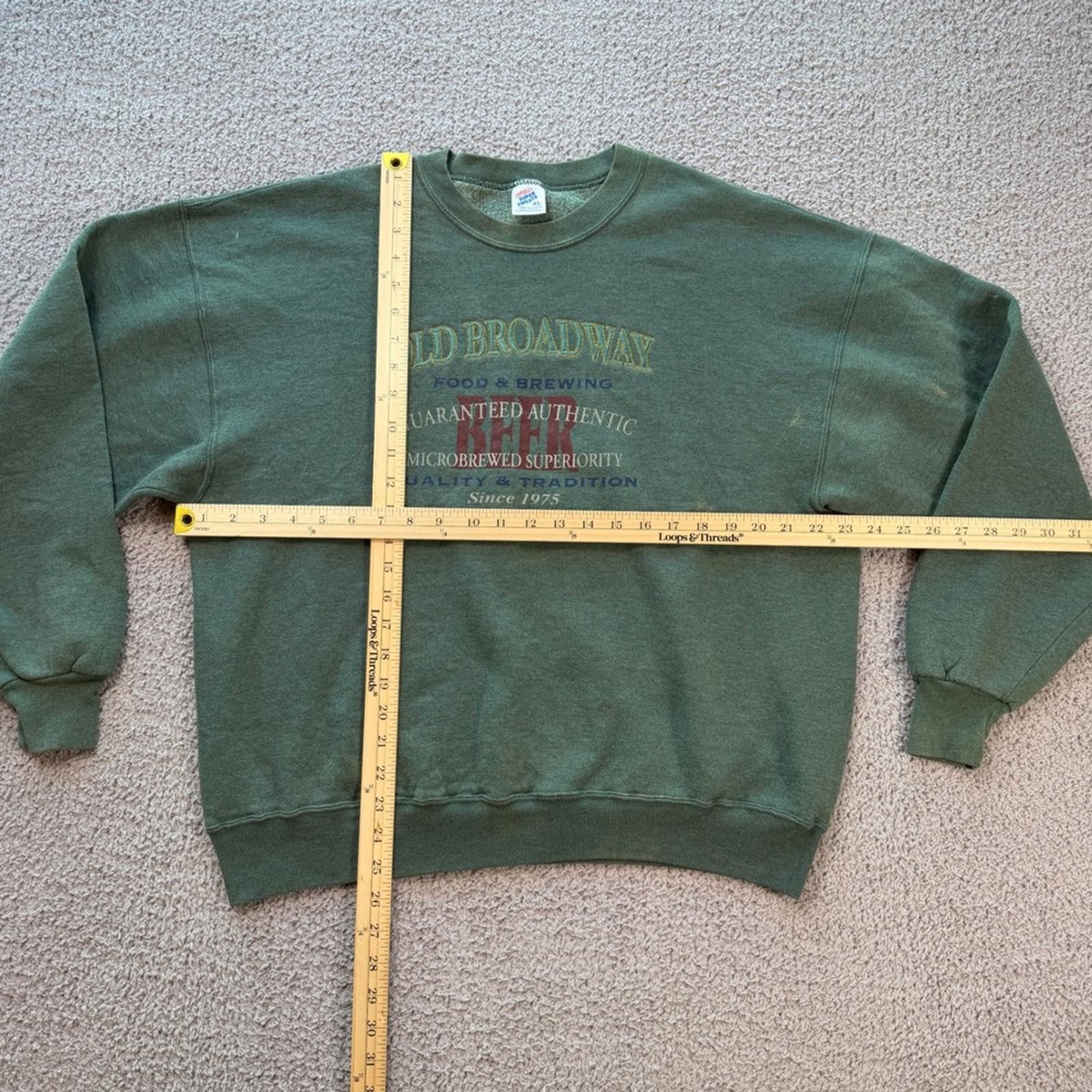 Jerzees Vintage 90's Old Broadway Brewery Green Crewneck Sweatshirt Size US XL / EU 56 / 4 - 2 Thumbnail