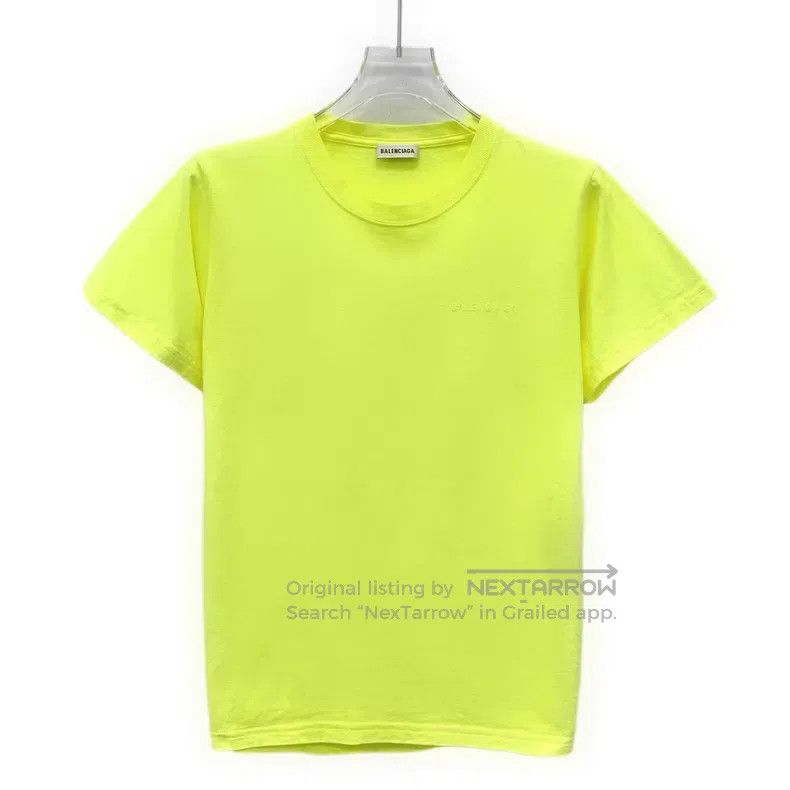 Balenciaga Balenciaga Yellow Logo Letter Embroidered Cotton Crew Neck Size US M / EU 48-50 / 2 - 1 Thumbnail