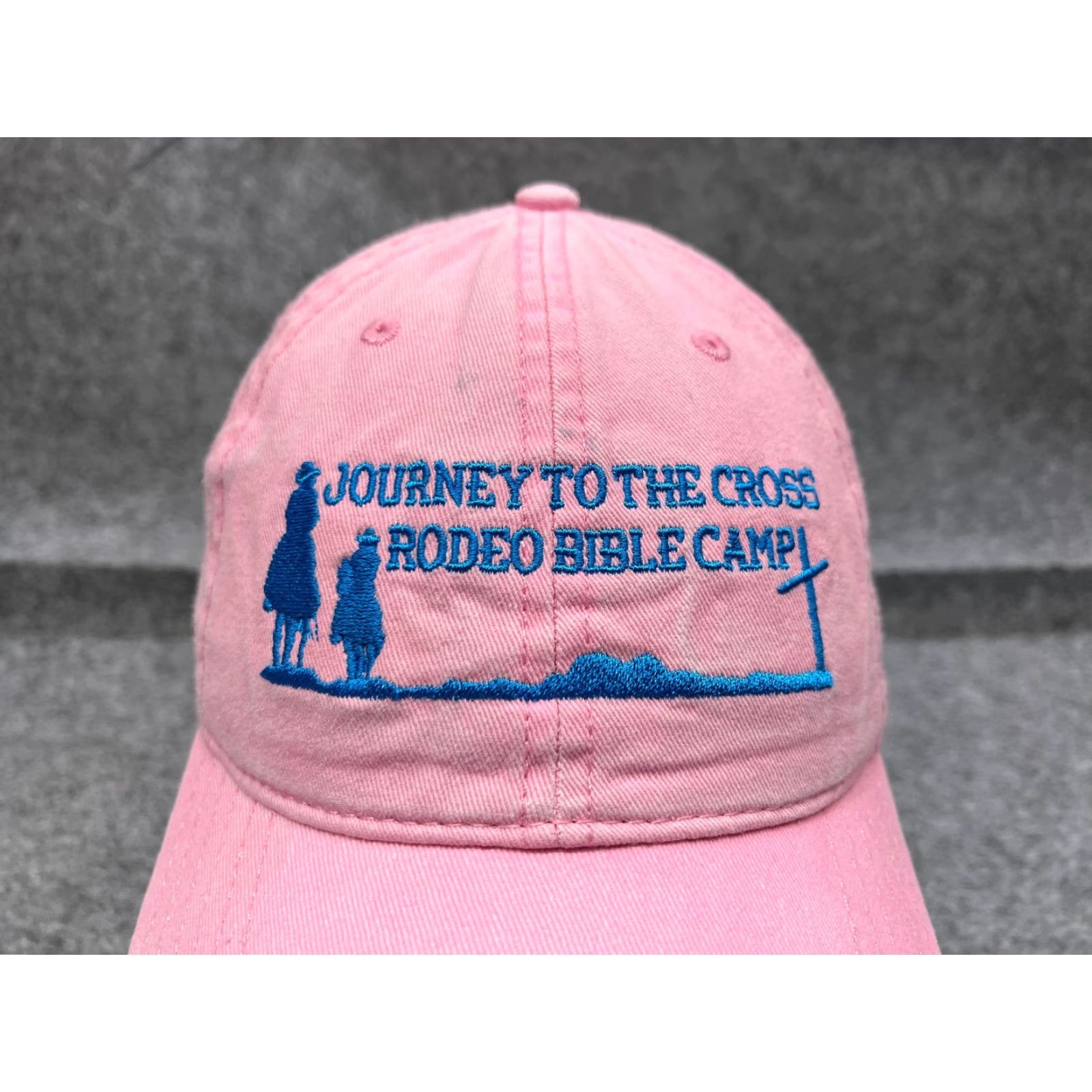 Vintage Rodeo Bible Camp Hat Cap Journey To The Cross Strap Back Adult OS Pink Cotton Size ONE SIZE - 2 Thumbnail