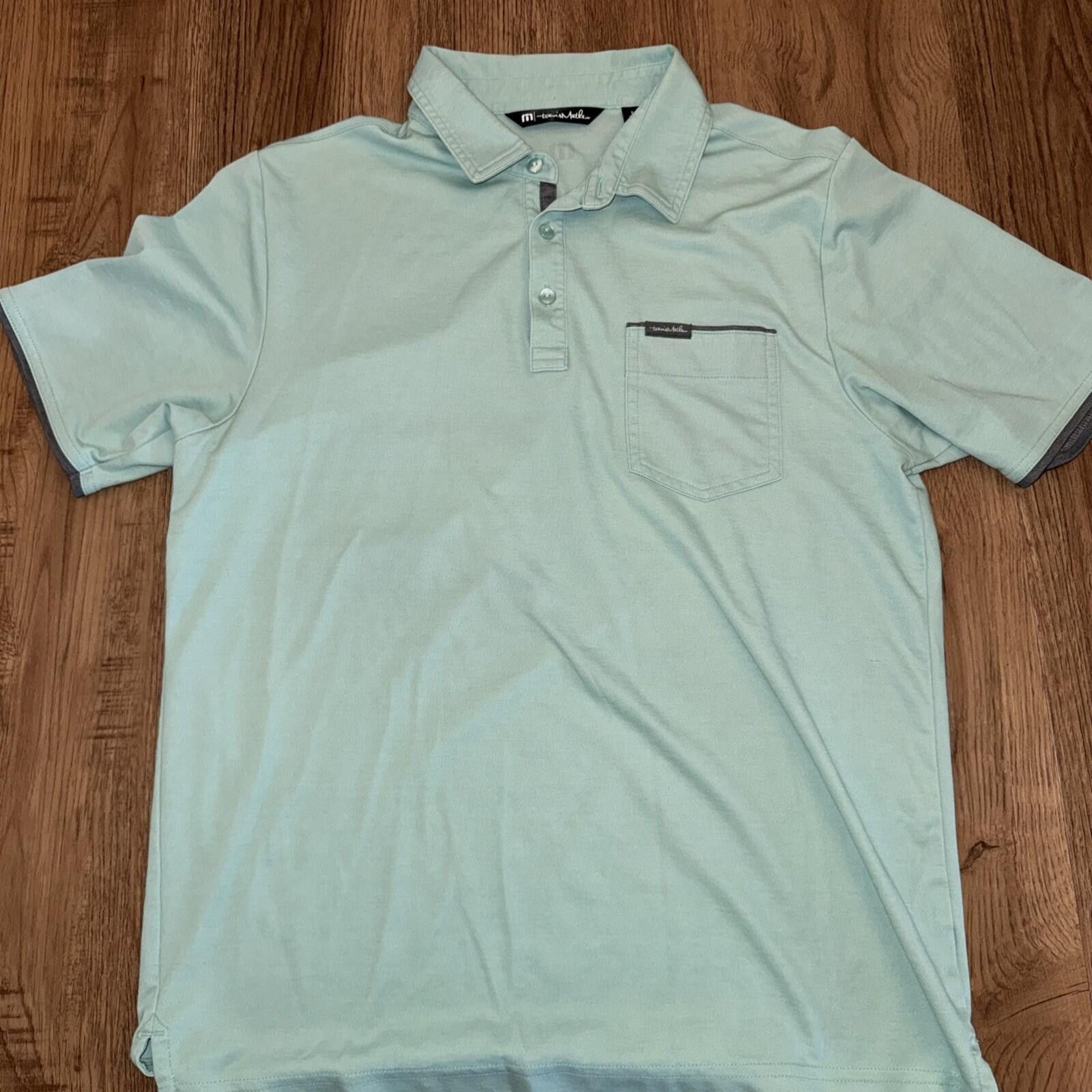 TravisMathew Travis Mathew Sz M Solid Light Green Polo Pima Cotton Blend Size US M / EU 48-50 / 2 - 1 Thumbnail
