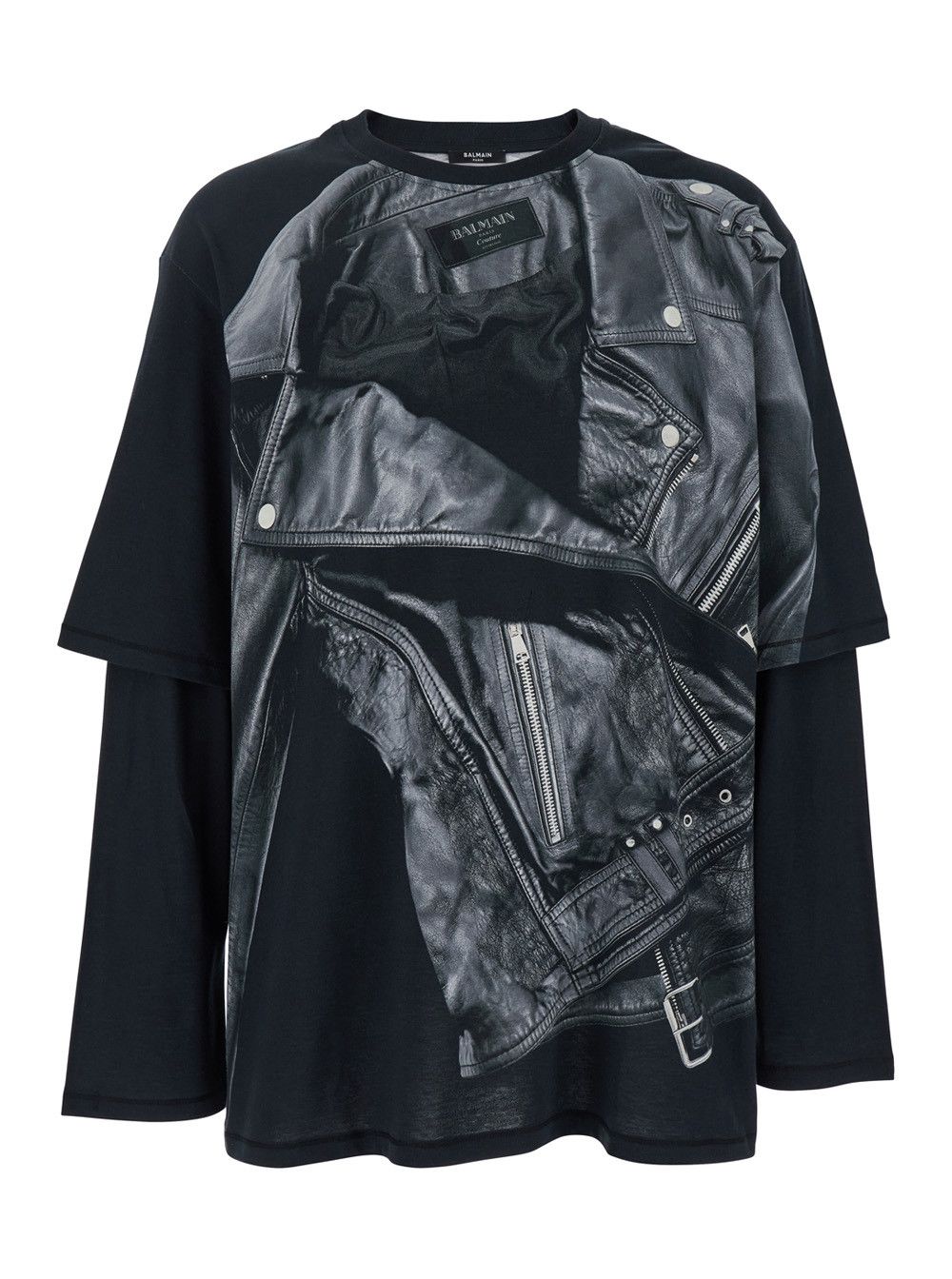 Tシャツ・カットソー BALMAIN LEATHER TROMPE L'OEIL LS T-SHIRT (EH1EM016 GE400PA) Balmain LEATHER TROMPE L'ŒIL LS T-SHIRT | Grailed