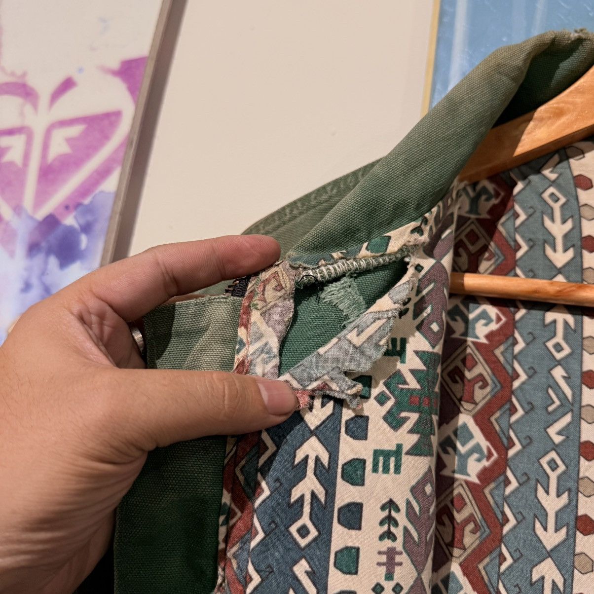Carhartt Vtg 90s Carhartt Santa Fe Cactus Green JS1158 Tribal aztec Size US L / EU 52-54 / 3 - 8 Thumbnail
