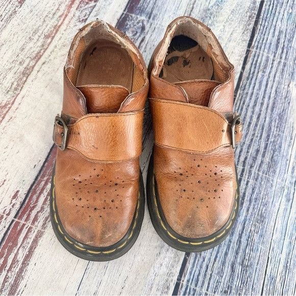 Dr. Martens Vintage 90’s Dr. Martens Tan Leather Monk Strap Chunky Shoes Size US 6 / IT 36 - 3 Thumbnail
