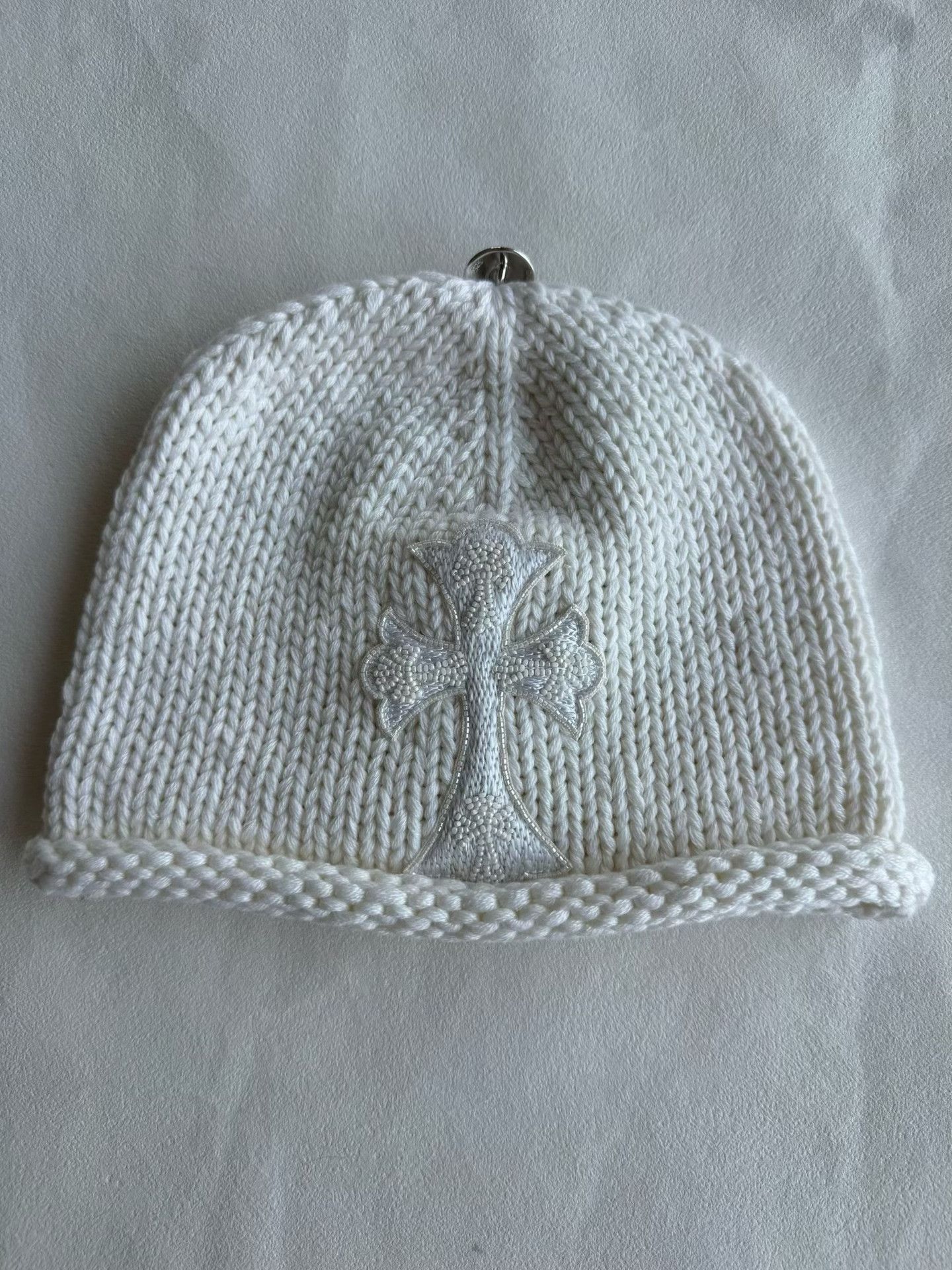 Chrome Hearts Chromehearts New White Pearl Cross Cashmere Beanie Size ONE SIZE - 1 Thumbnail