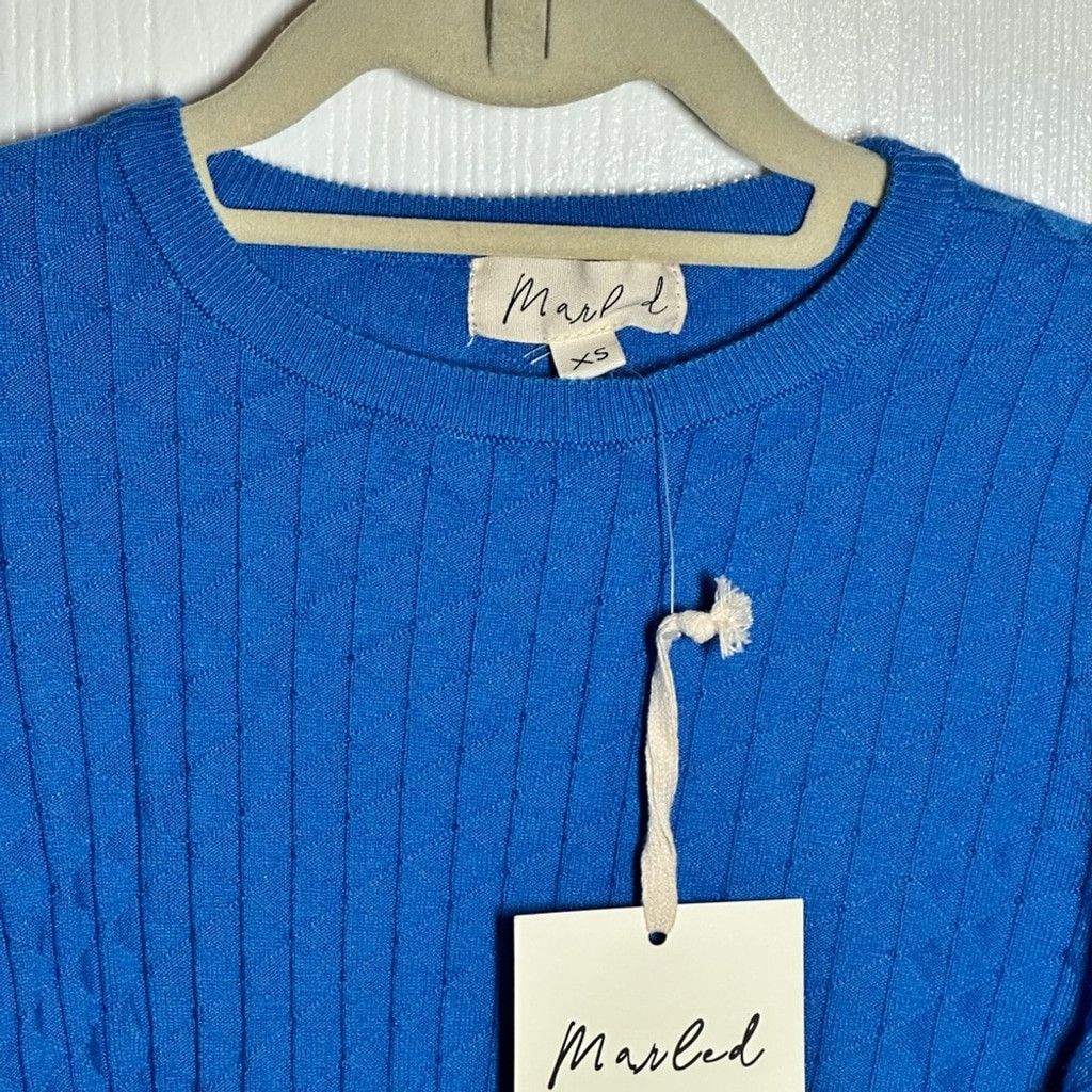 Other Marled by Reunited Clothing Co Royal Blue Cable Knit Sweater Size XS / US 0-2 / IT 36-38 - 4 Thumbnail