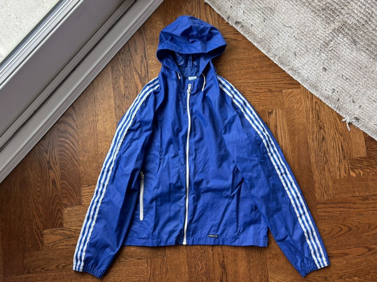 Adidas × Vintage Vintage Adidas Windbreaker Ventex Hooded 3 Stripe Track Jack Size US S / EU 44-46 / 1 - 16 Thumbnail