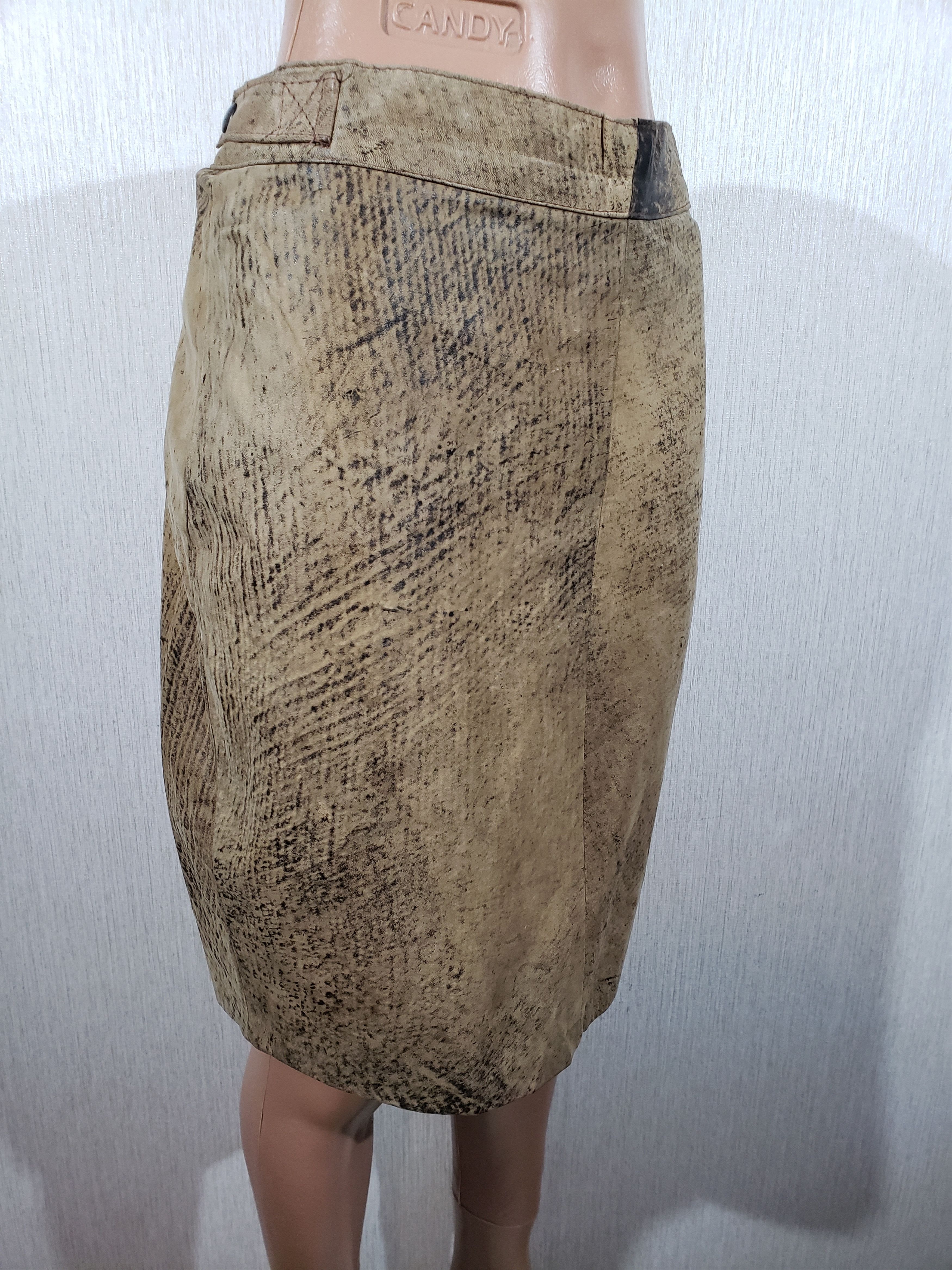 Genuine Leather Brown leather skirt. Size 27" / US 4 / IT 40 - 2 Thumbnail