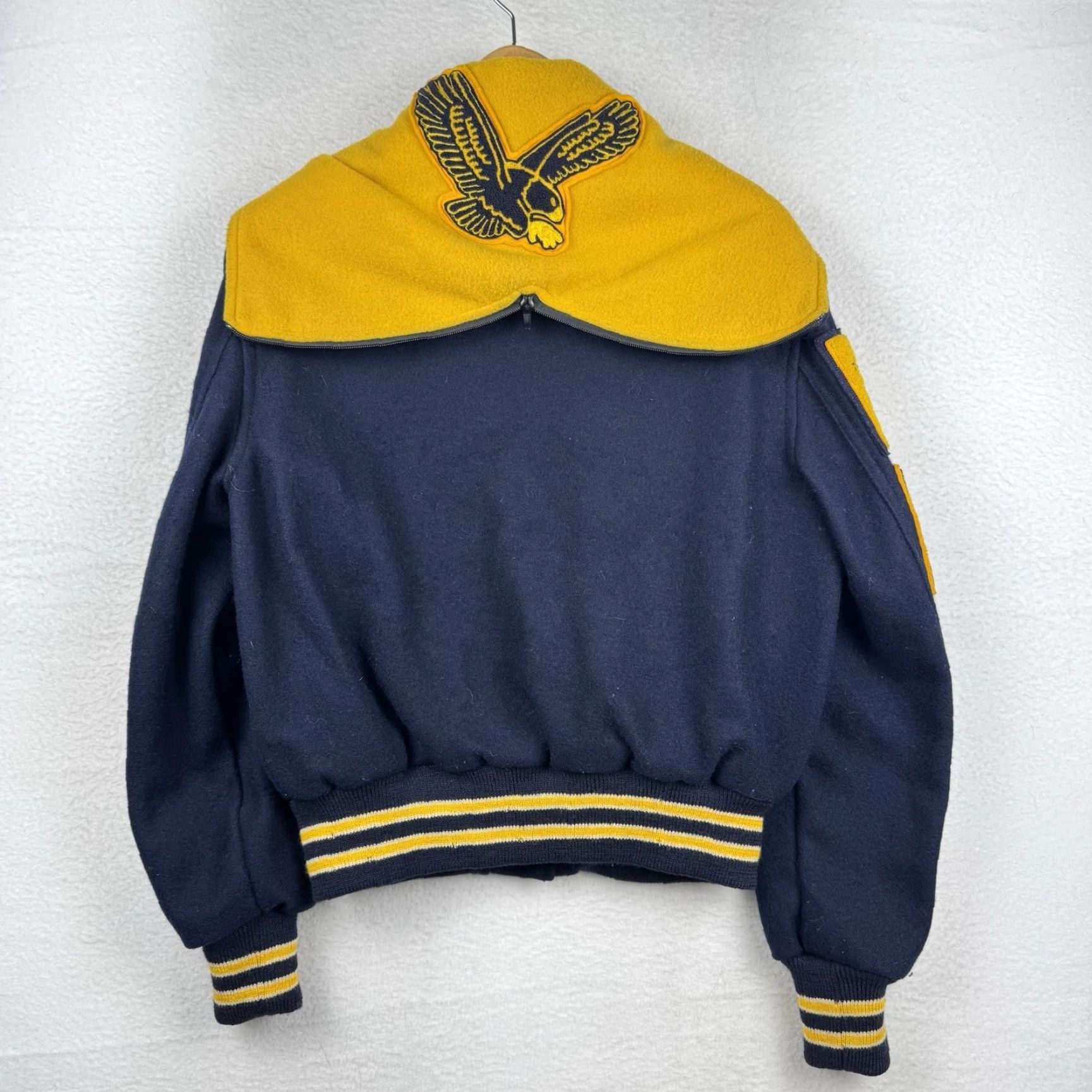 Vintage VINTAGE 80s Skookum Letterman Varsity Jacket Size 42 Zip Hood Eagle Chain Stitch Size US XS / EU 42 / 0 - 2 Thumbnail