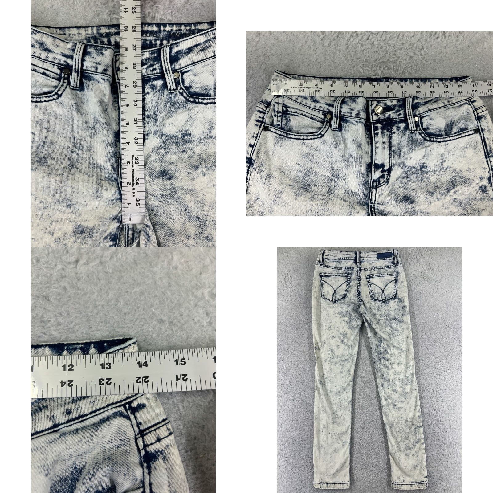 Calvin Klein Calvin Klein Jeans Women Blue Denim Ultimate Skinny Acid Wash 29 Inseam 30 Zip 5-Pocket Design Regular Stretch Size 29" - 9 Thumbnail