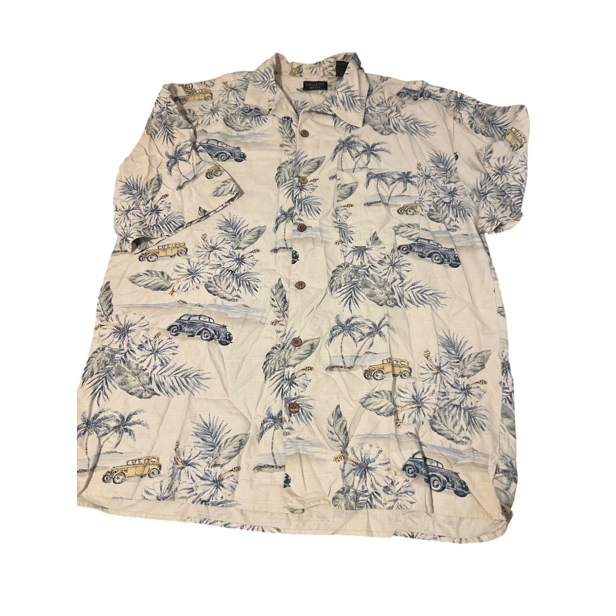 Other Cellini 100% Silk Hawaiian Button-Up Shirt Palm Tree Vintage Size US XL / EU 56 / 4 - 1 Thumbnail