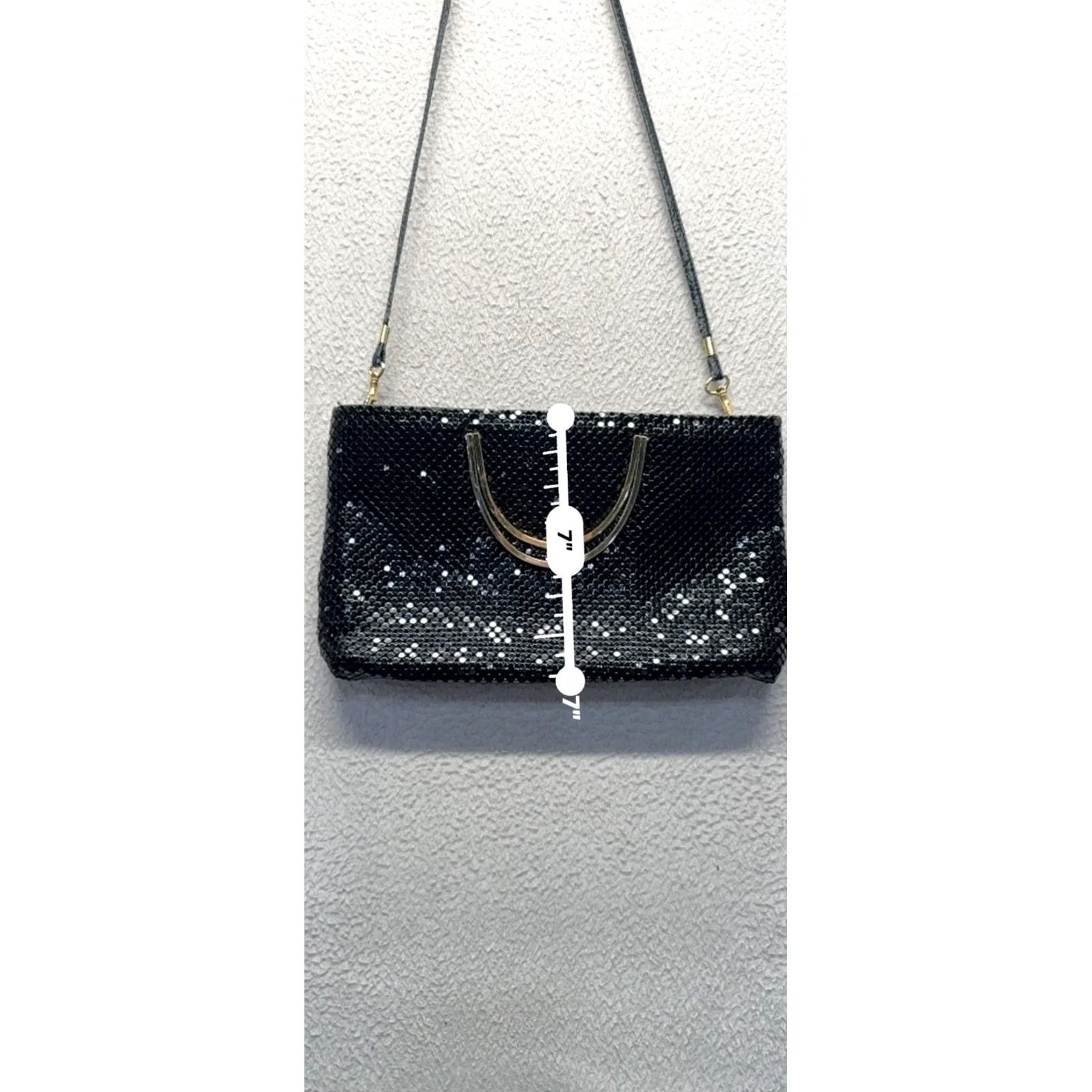 Vintage VINTAGE Black Sequined Evening Bag Crossbody Detachable Strap Gold Accent #9665 Womens Size ONE SIZE - 5 Thumbnail