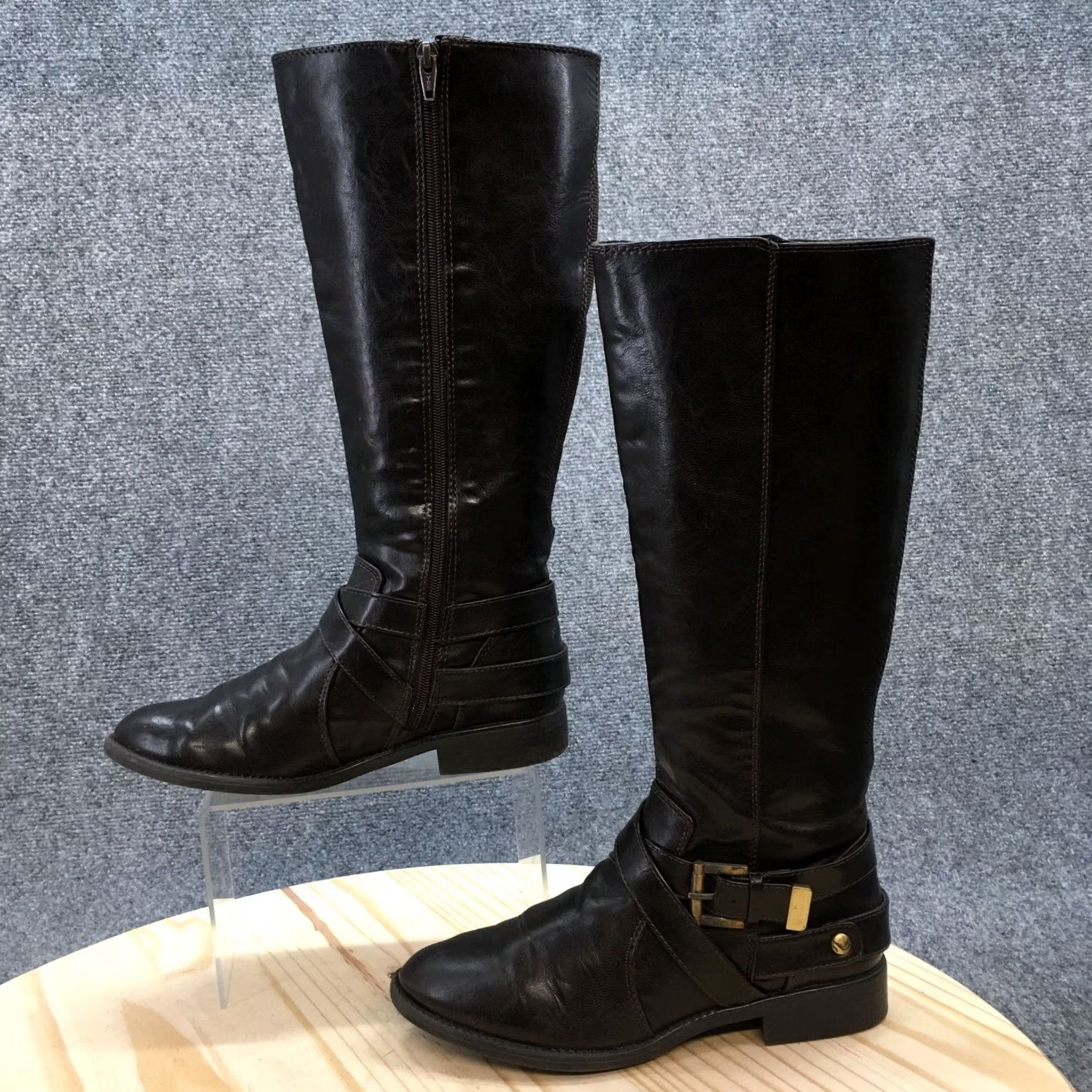 Vintage LifeStride Boots Womens 7 Wide WC Racey Knee High Tall Riding Brown Zipper Size US 7 / IT 37 - 2 Thumbnail