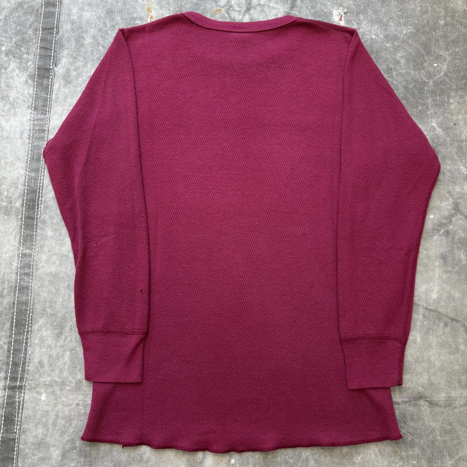 St. Johns Bay Vintage 80s Burgundy Skater Grunge Thermal Waffle Knit Shirt Size US L / EU 52-54 / 3 - 5 Thumbnail