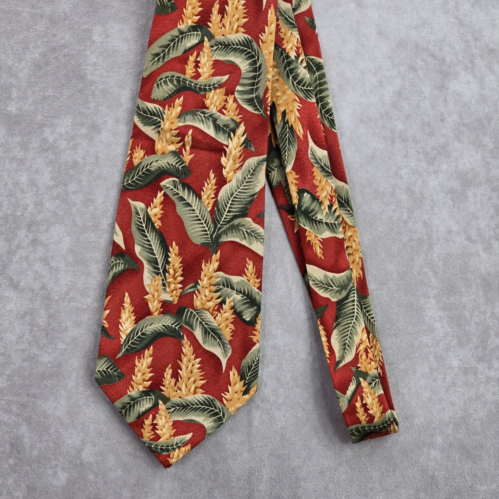 Tommy Bahama Tommy Bahamas Brown Tropical Leaf 100% Silk Men's Neck Tie Size 30 - 2 Thumbnail
