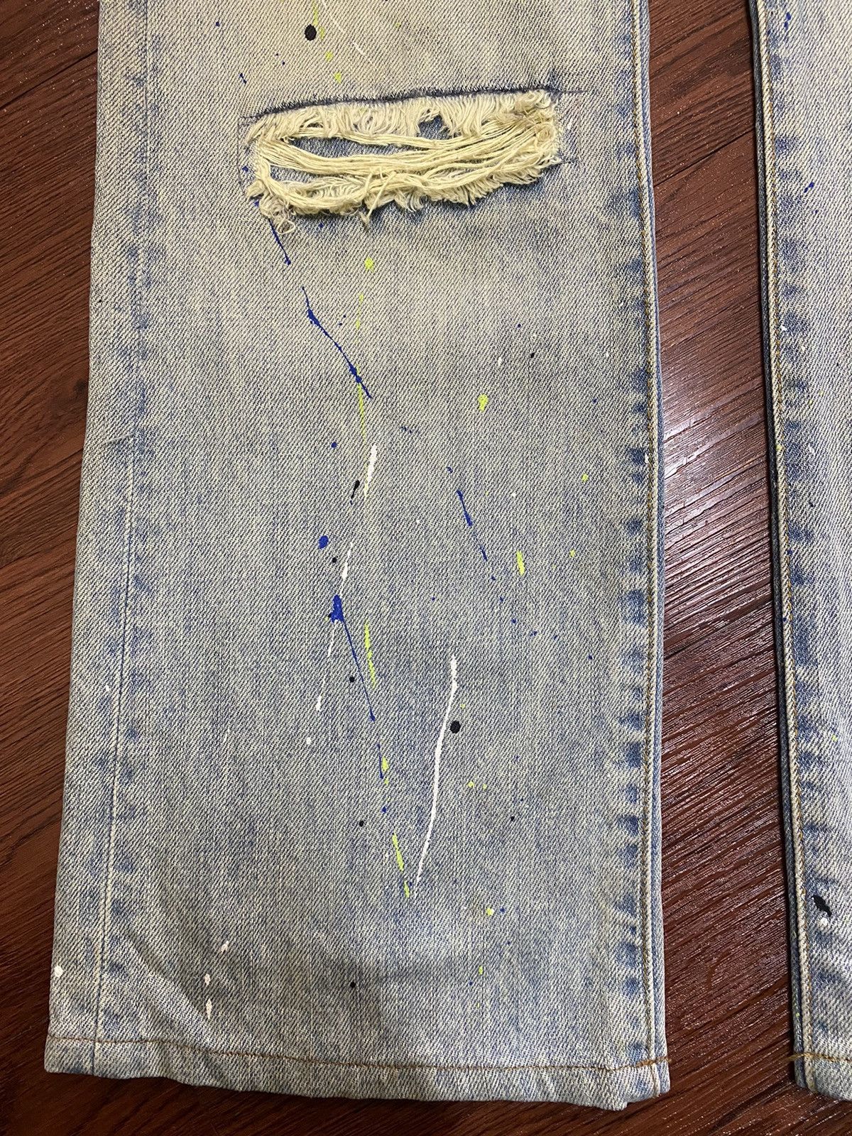 If Six Was Nine Vintage Schlussel Snake Paint Splatter Thrash Flare Jeans Size US 33 - 8 Thumbnail
