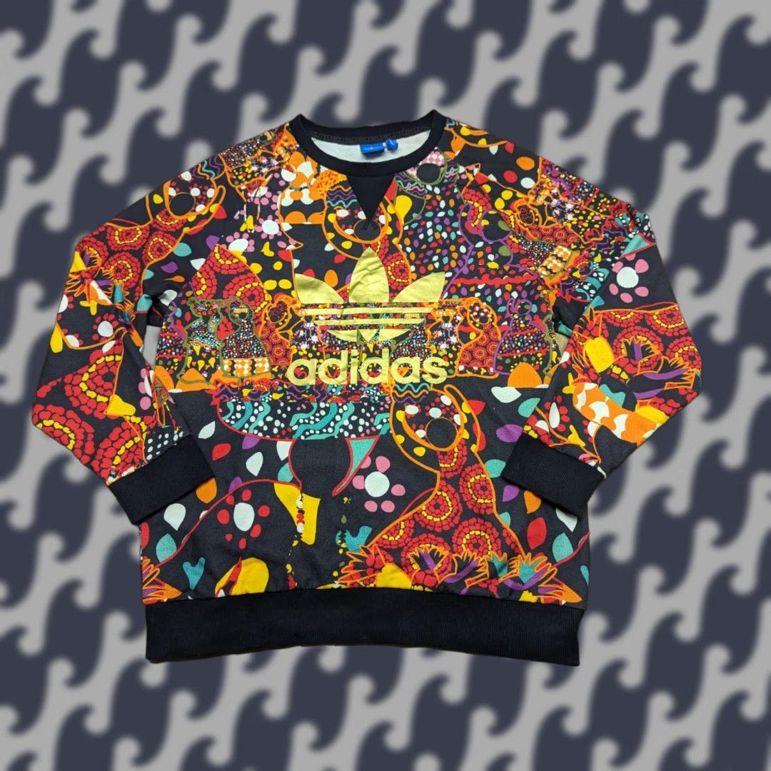 Adidas Adidas Sweatshirt Womens UK Size 8 Long Sleeve Pullover Top Multicolor Floral Thermal Activewear Hiking Running Walking Ladies Pullover Sweatshirt Size M / US 6-8 / IT 42-44 - 1 Thumbnail