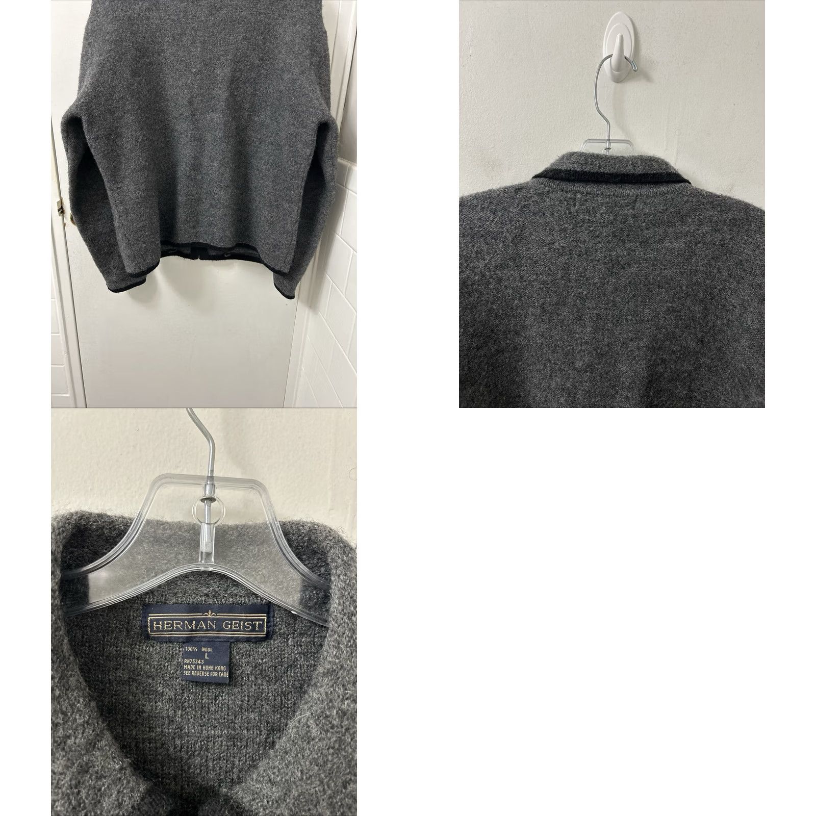 Vintage VINTAGE Herman Geist Sweater Womens L Gray 100% Wool Full Zip Cardigan Jacket Size L / US 10 / IT 46 - 8 Thumbnail