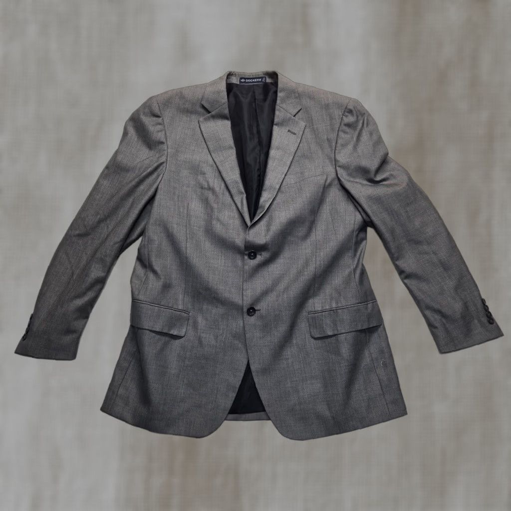 Dockers DOCKERS JACKET Gray 44L Long Sleeve Regular Fit Button Up Mens Blazer Coat 80s 90s Vintage-inspired Style Size US XXL / EU 58 / 5 - 1 Thumbnail