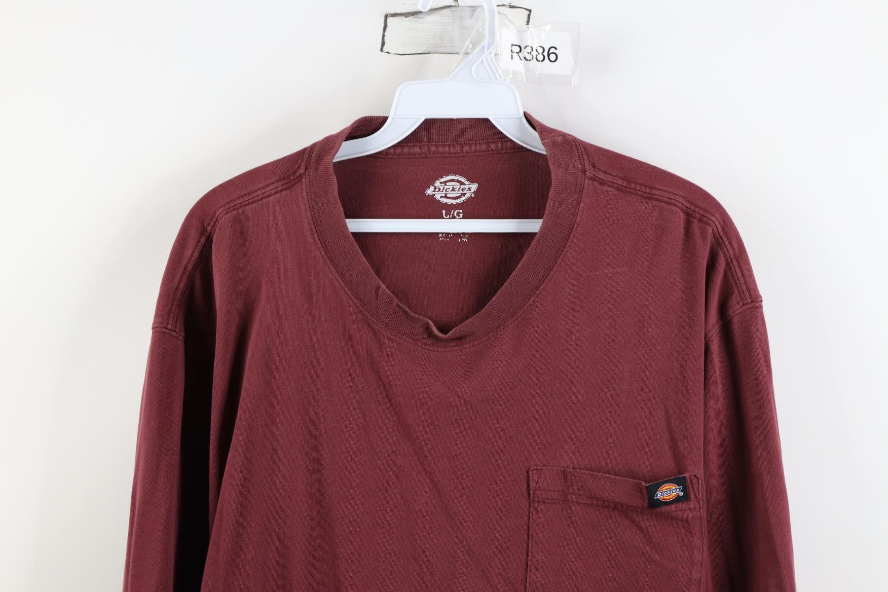 Dickies Vintage Y2K Dickies Long Sleeve Pocket T-Shirt Burgundy Size US L / EU 52-54 / 3 - 2 Thumbnail