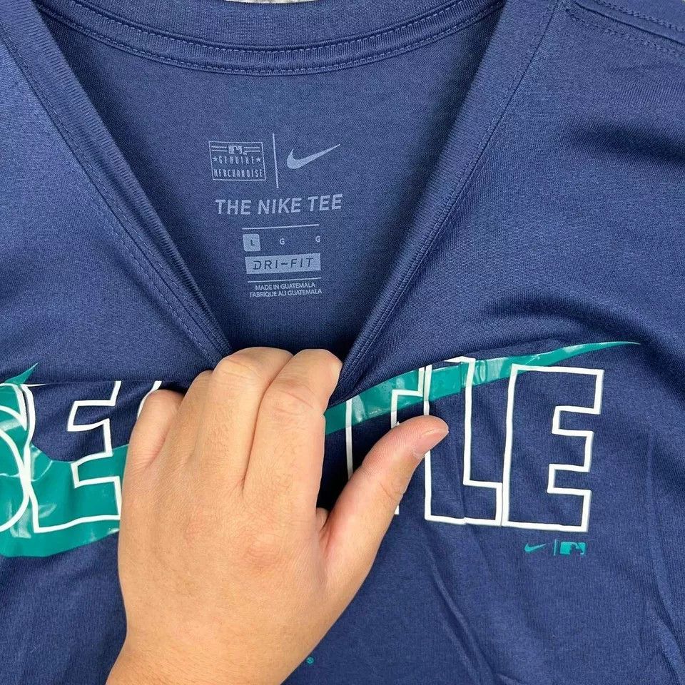 Nike Seattle Mariners Shirt Men Dri-Fit Short Sleeve Crew Neck L Size US L / EU 52-54 / 3 - 6 Thumbnail