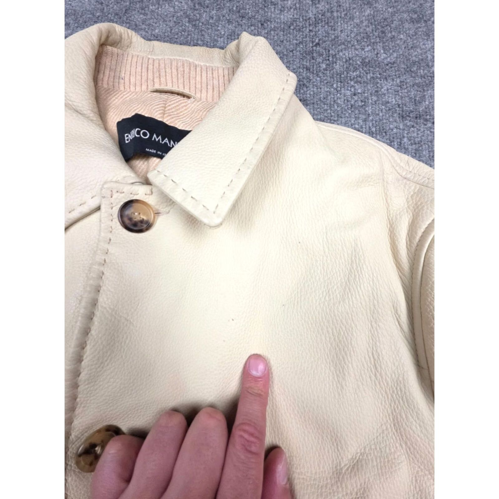 Mandelli Enrico Mandelli Leather Jacket Men's L Ivory DEERSKIN Camel Hair Lined Overcoat Size US L / EU 52-54 / 3 - 5 Thumbnail