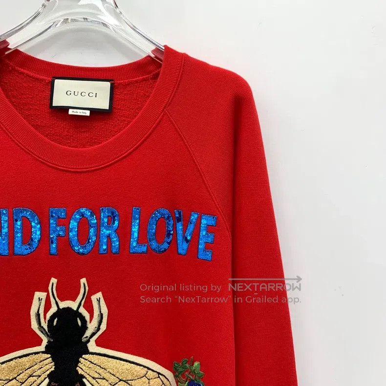 Gucci gucci Red floral bee embroidered cotton round-neck long-sl Size US XS / EU 42 / 0 - 3 Thumbnail