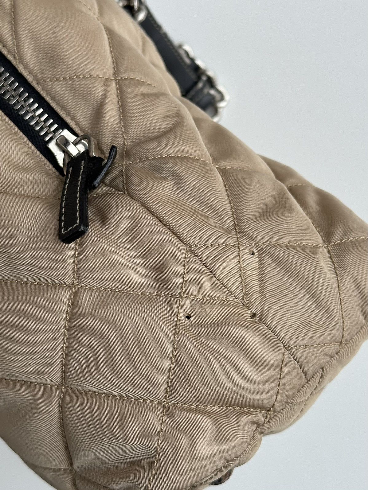 Prada Prada Quilted Chain Shoulder Bag Nylon Beige Tessuto bag Size ONE SIZE - 12 Thumbnail
