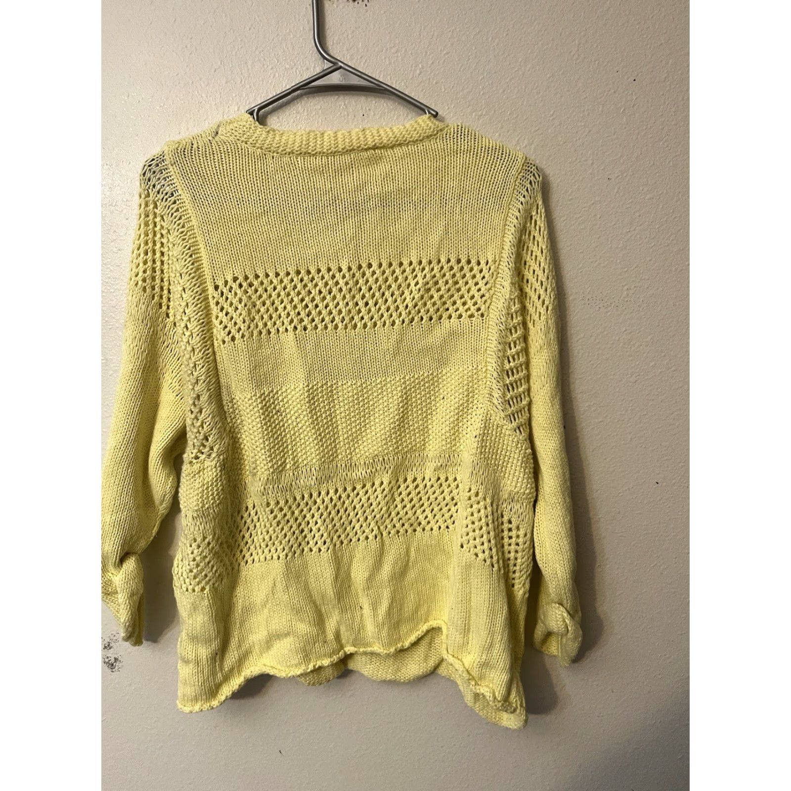 Bcbgmaxazria BCBGMAXAZRIA Sweater Open-Knit Yellow Size M Medium Knit Style Pullover Women's Open Knit Stitch Size M / US 6-8 / IT 42-44 - 3 Thumbnail