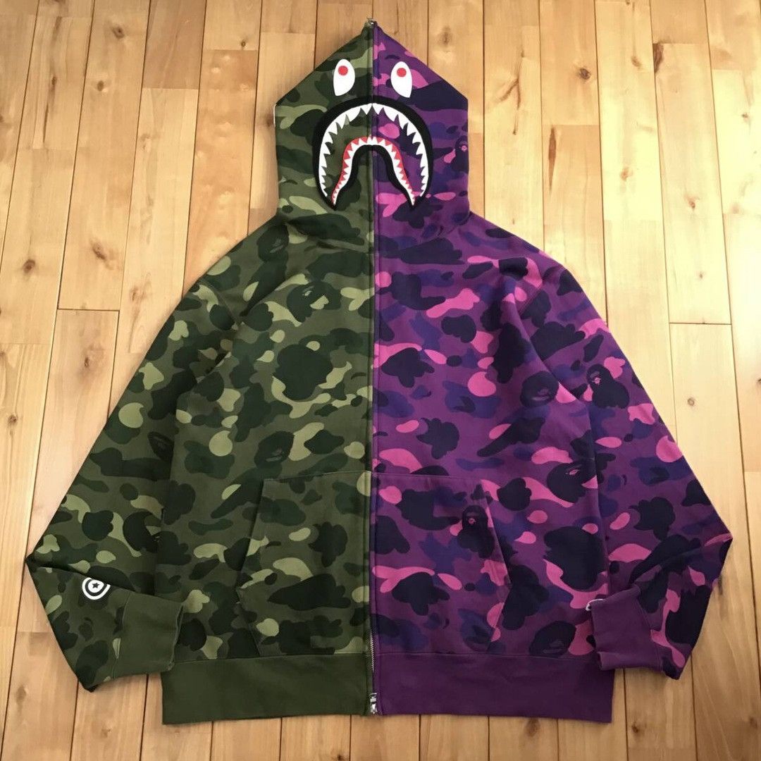 Bape 🔥2XL🔥 BAPE Shark full zip hoodie Purple camo x Green camo Size US XXL / EU 58 / 5 - 1 Thumbnail