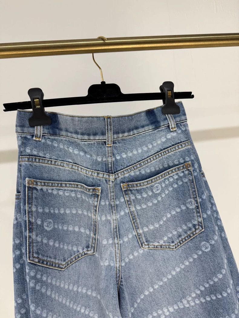 Chanel New Chanel Pearl WideLeg Jeans -2505 Size 33" - 4 Thumbnail