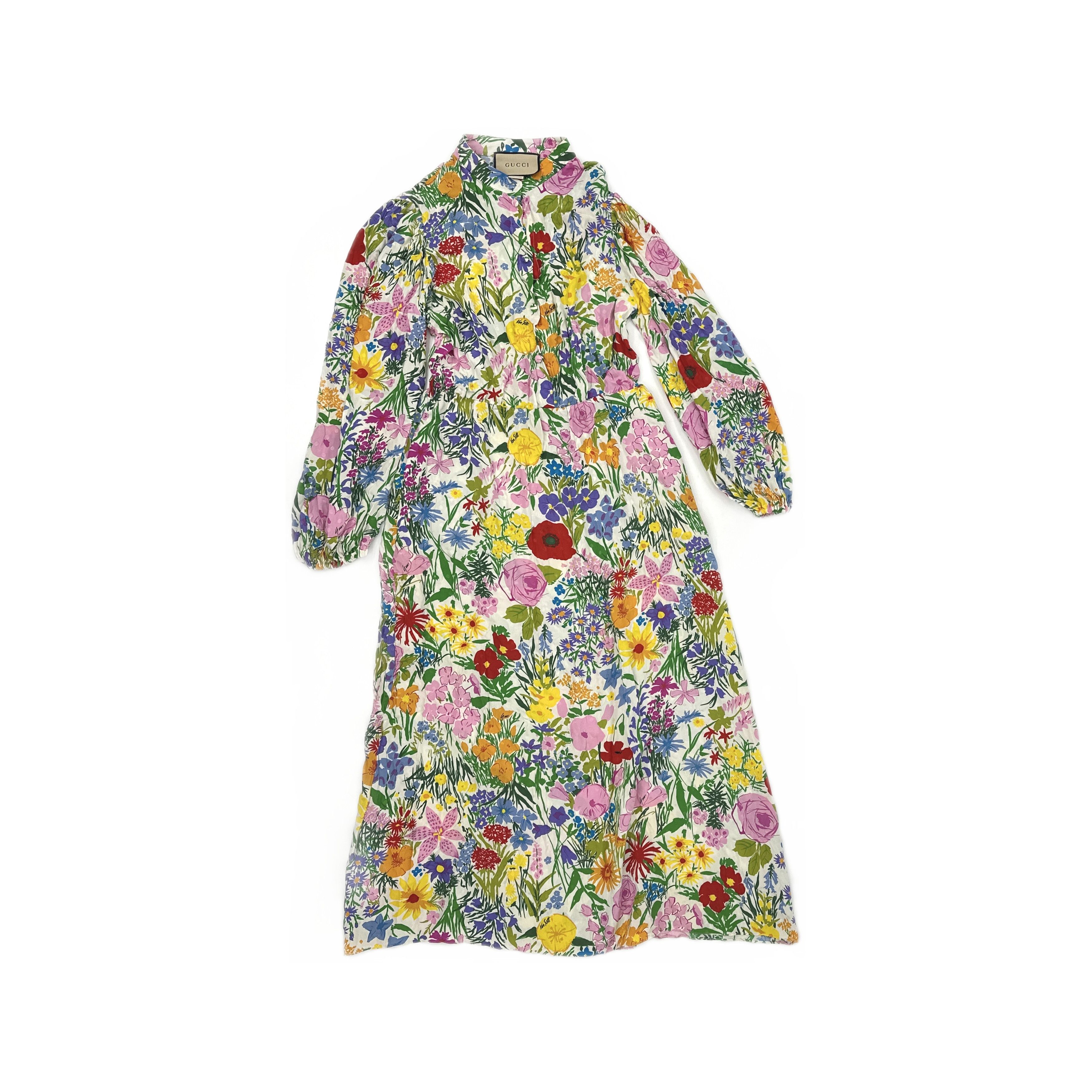 Gucci Gucci Ken Scott Floral Silk Midi Dress Size 40 Size S / US 4 / IT 40 - 1 Thumbnail