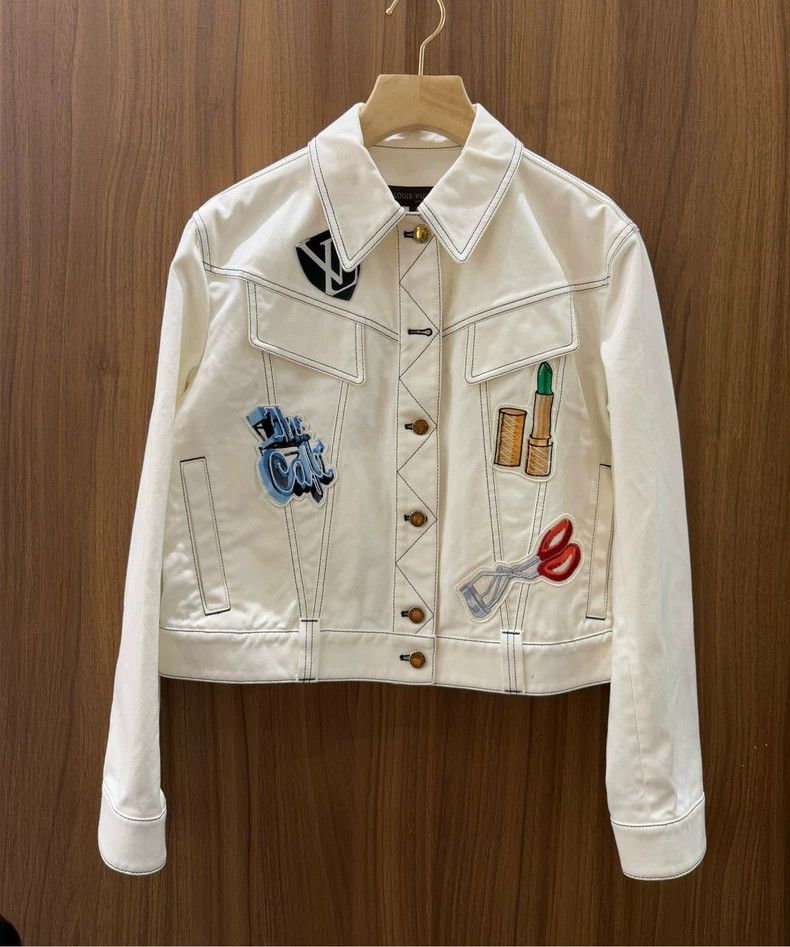 Louis Vuitton Louis Vuitton Embroidered white denim jacket Size S / US 4 / IT 40 - 1 Thumbnail